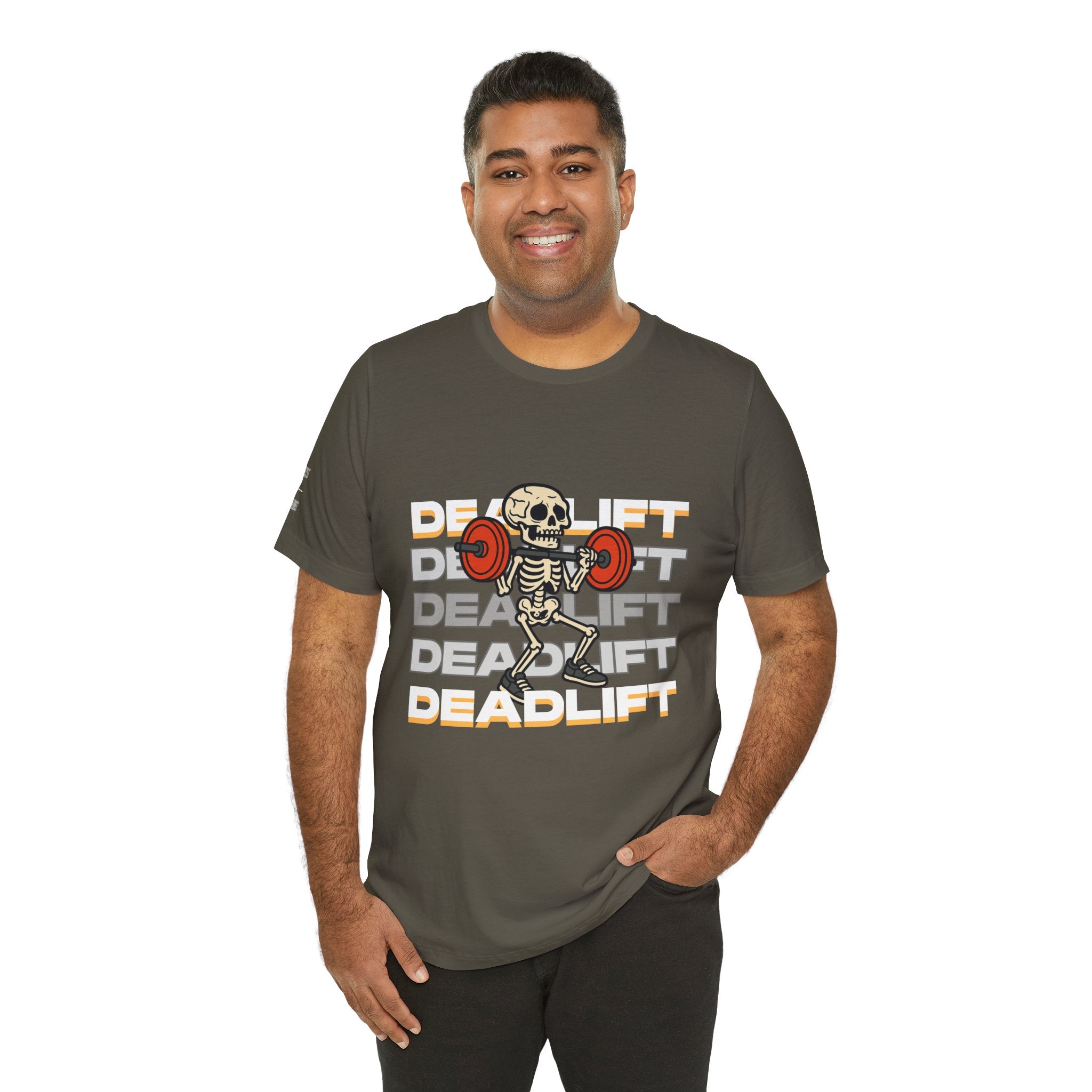 Deadlift Skeleton Shirt – Funny Halloween Gym Workout Tee – Powerlifting Fitness Barbell Skeleton Lifting Weights