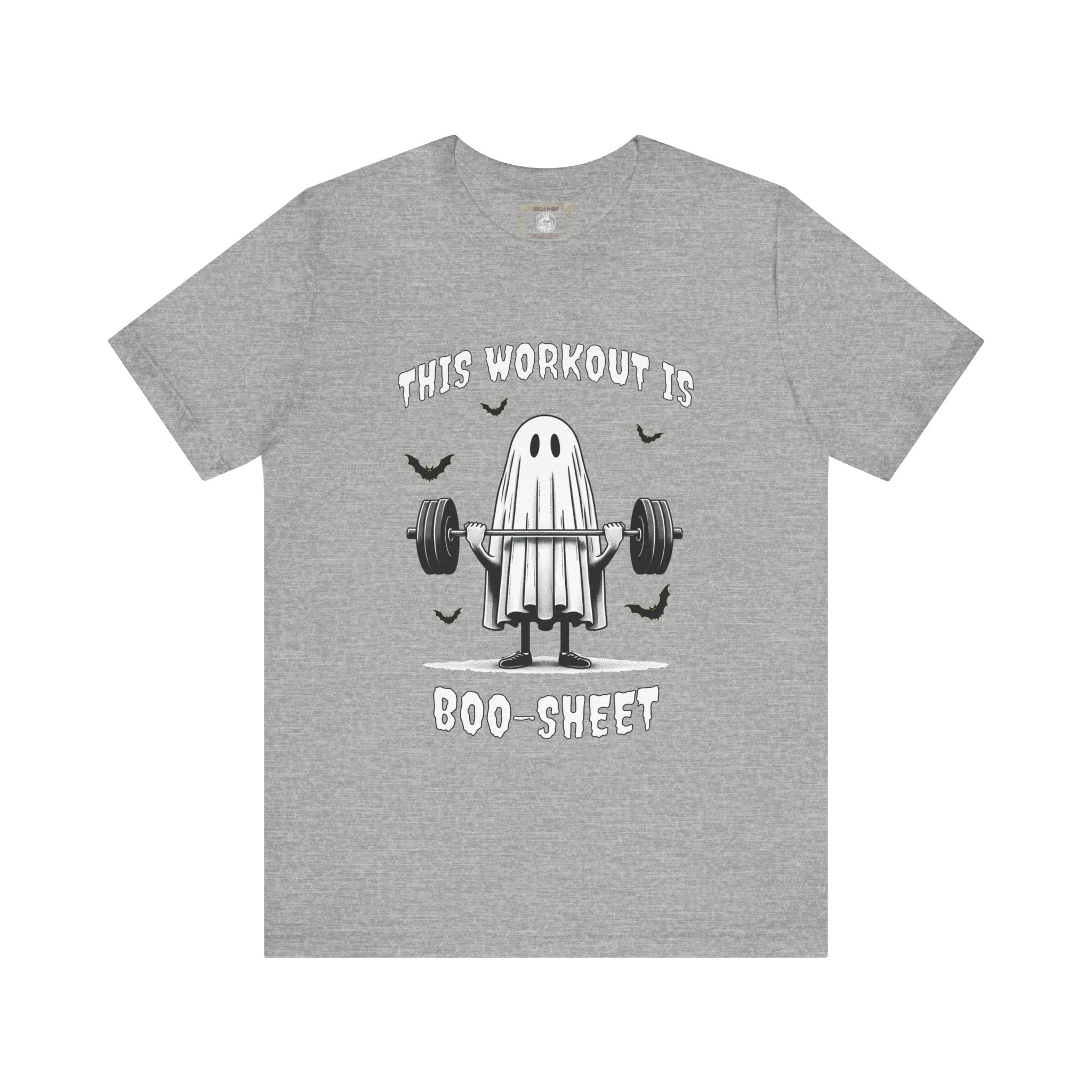 A Ghastly Ghost Complaning that "This Workout is Boo-Sheet" - Halloween Fitness Fun Tee