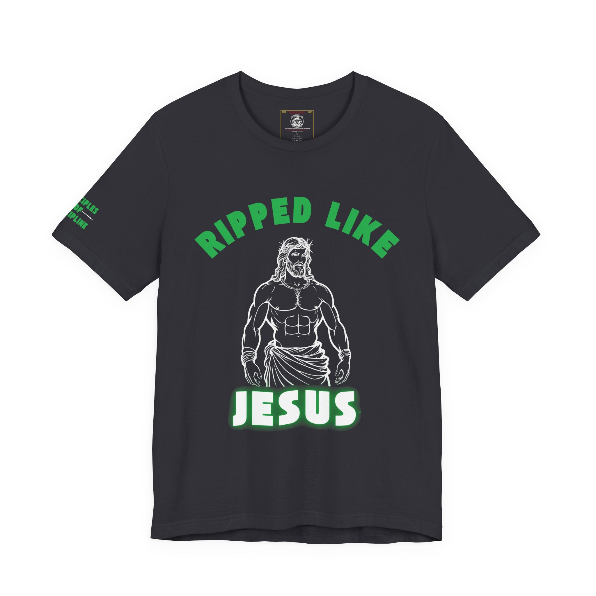 Ripped Like Jesus Tee & Glowing - Unisex Religious Humor Shirt, Fitness Motivation T-Shirt, Workout Top, Funny Christian Apparel