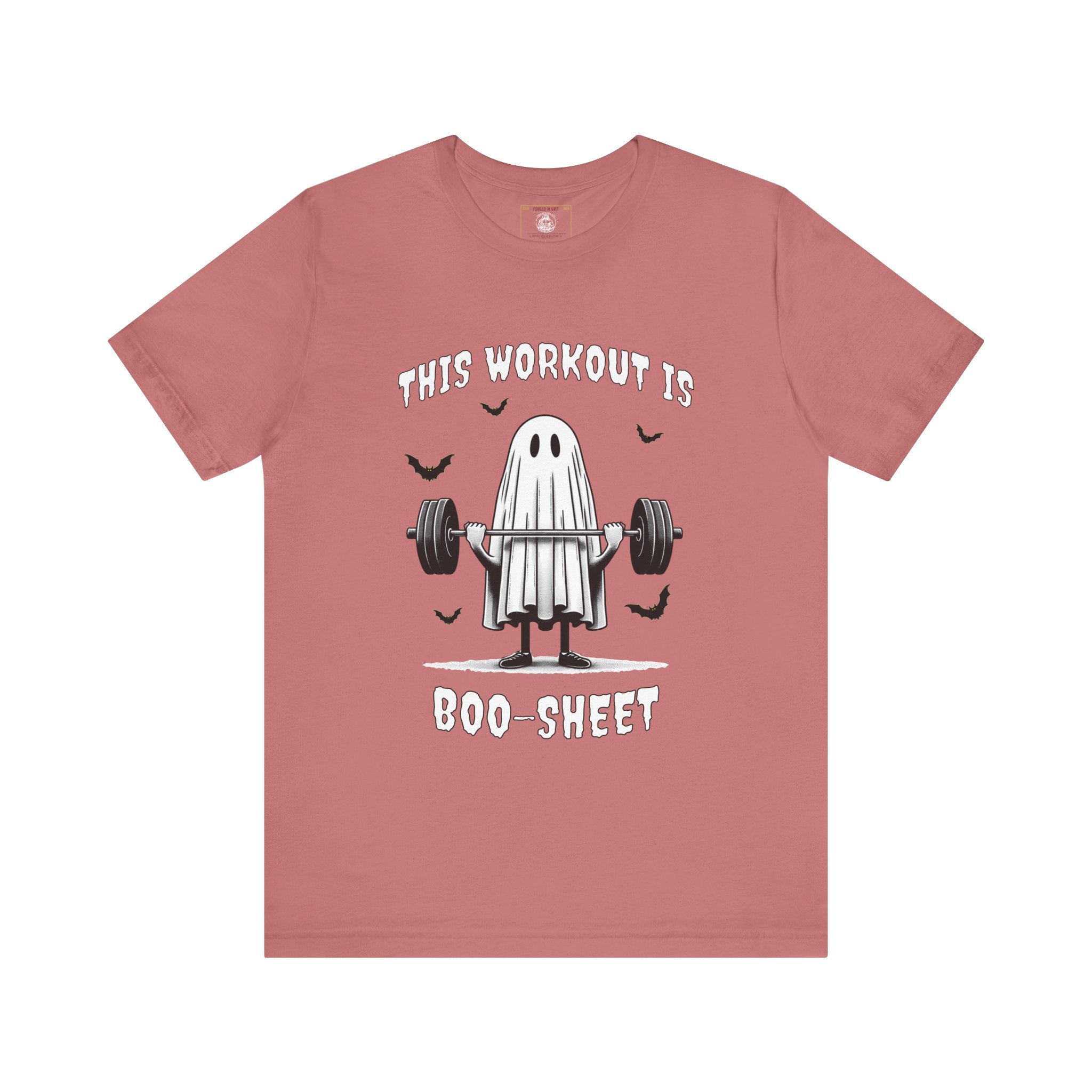 A Ghastly Ghost Complaning that "This Workout is Boo-Sheet" - Halloween Fitness Fun Tee