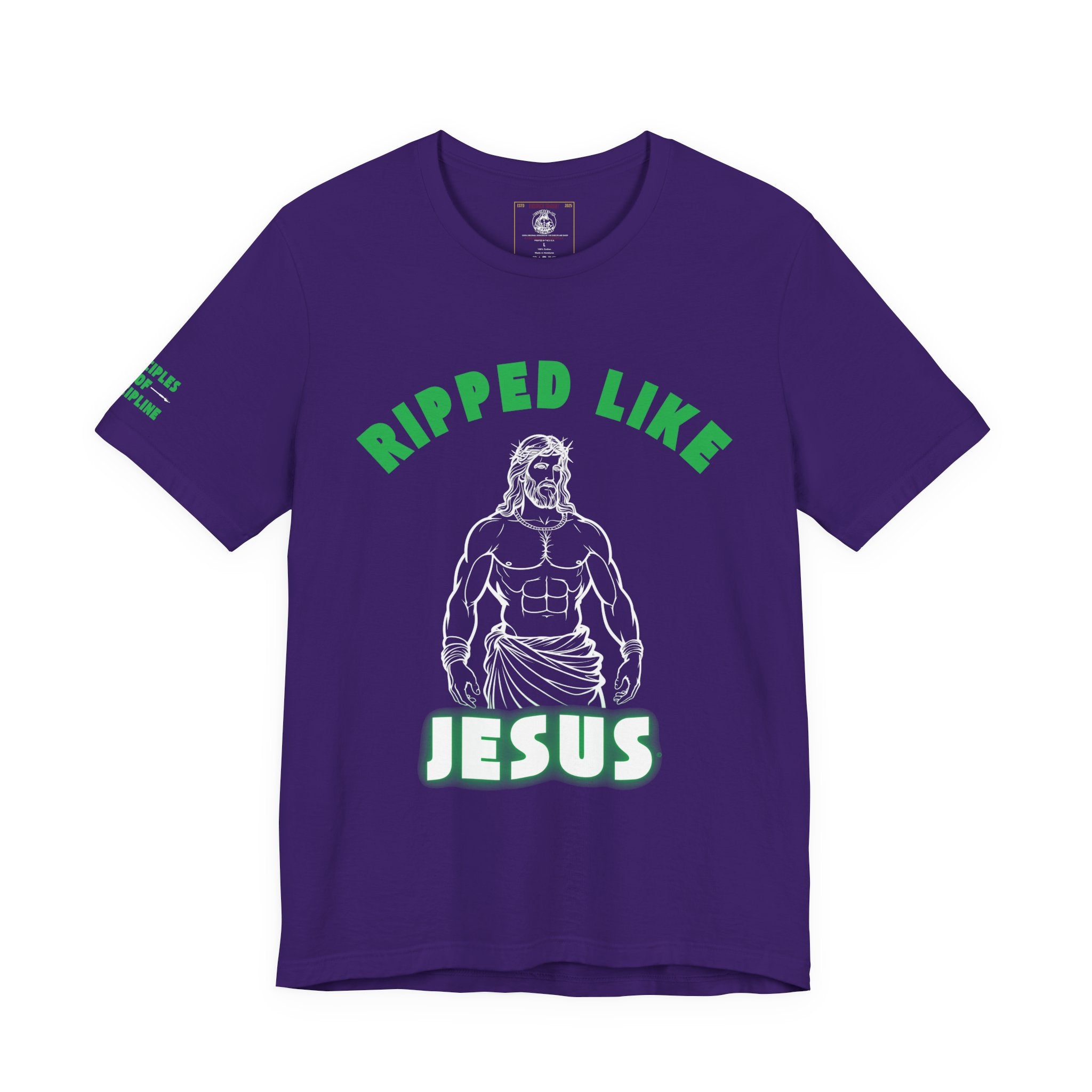 Ripped Like Jesus Tee & Glowing - Unisex Religious Humor Shirt, Fitness Motivation T-Shirt, Workout Top, Funny Christian Apparel