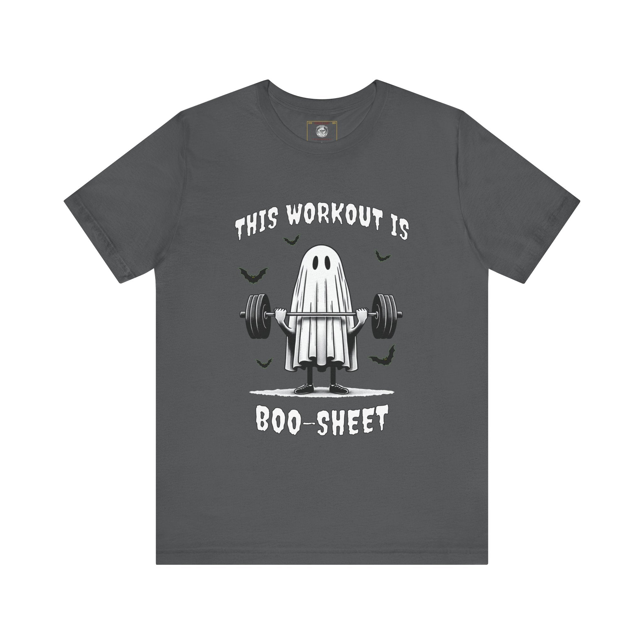 A Ghastly Ghost Complaning that "This Workout is Boo-Sheet" - Halloween Fitness Fun Tee