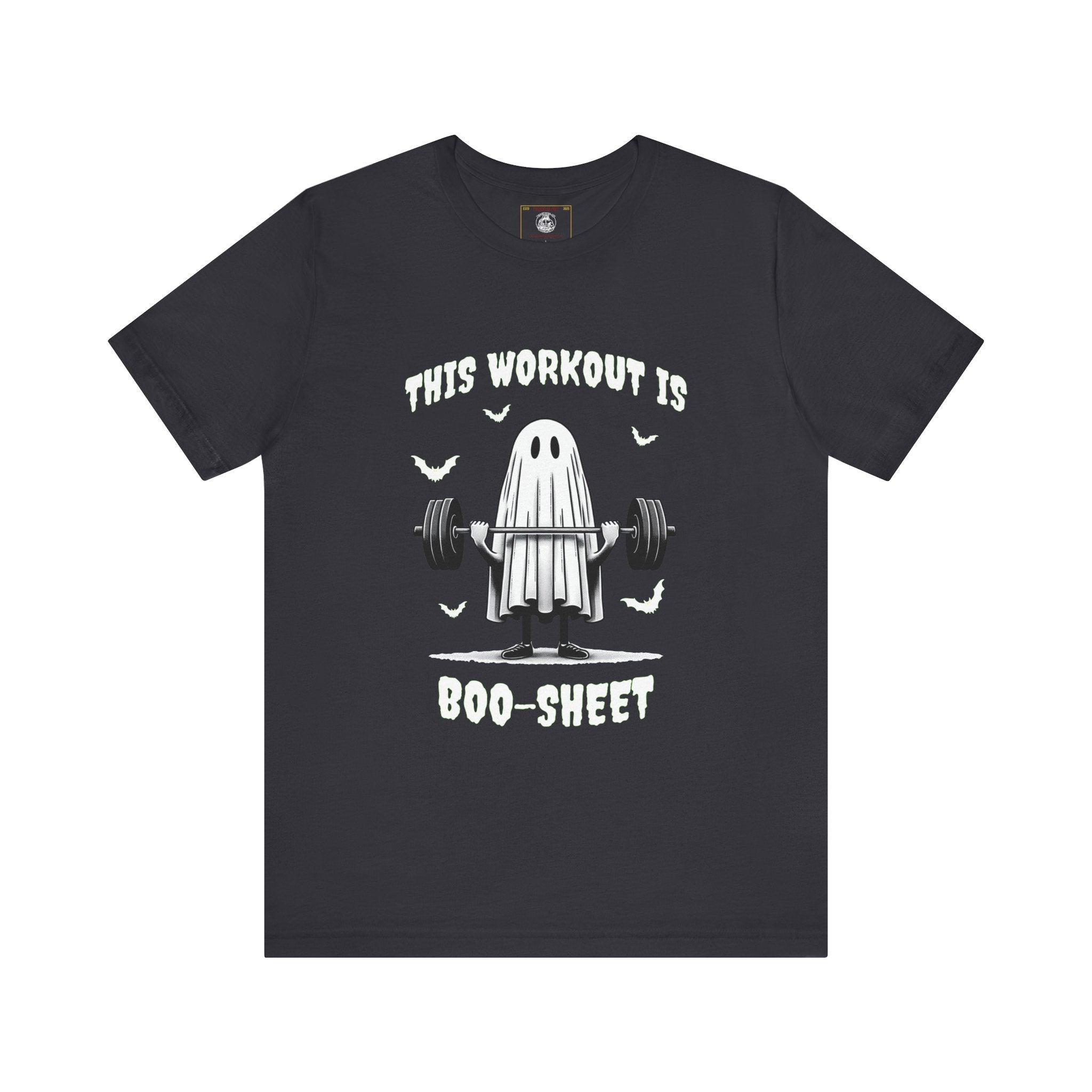 A Ghastly Ghost Complaning that "This Workout is Boo-Sheet" - Halloween Fitness Fun Tee