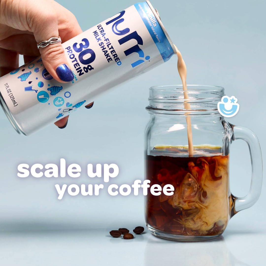 Nurri Ultra-Filtered Protein Shake, Vanilla and Chocolate Flavors, 30g Protein, 11 Fl Oz Cans, 12 Pack