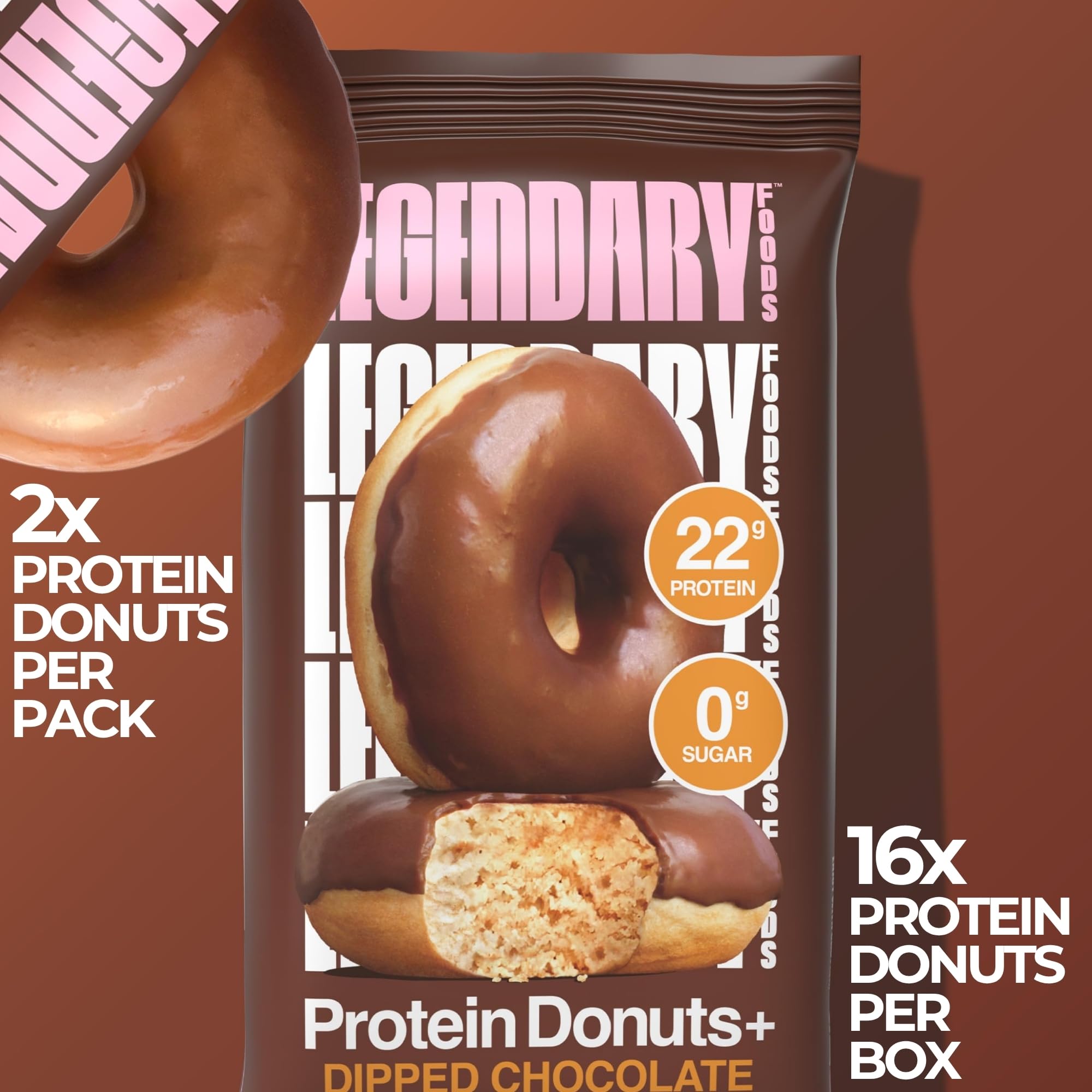 Legendary Foods 22gr Protein Donuts - Choice of Flavors 8x (2 Donuts per Pack), High Protein, Zero Sugar, Gluten Free and Low Carb, Keto Friendly Snack