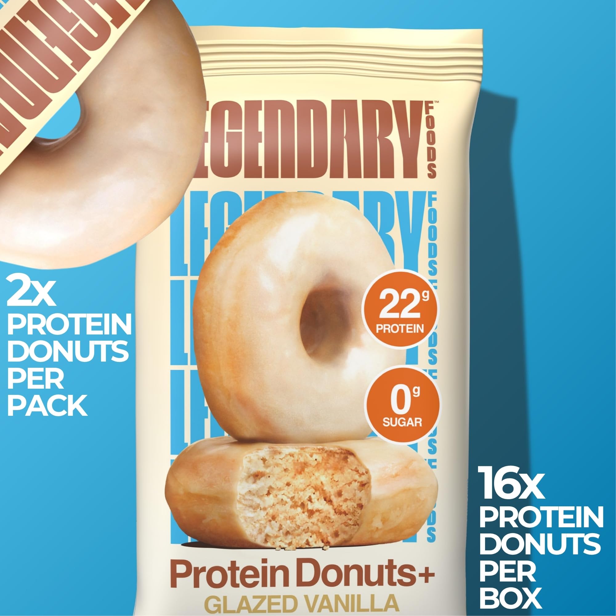 Legendary Foods 22gr Protein Donuts - Choice of Flavors 8x (2 Donuts per Pack), High Protein, Zero Sugar, Gluten Free and Low Carb, Keto Friendly Snack