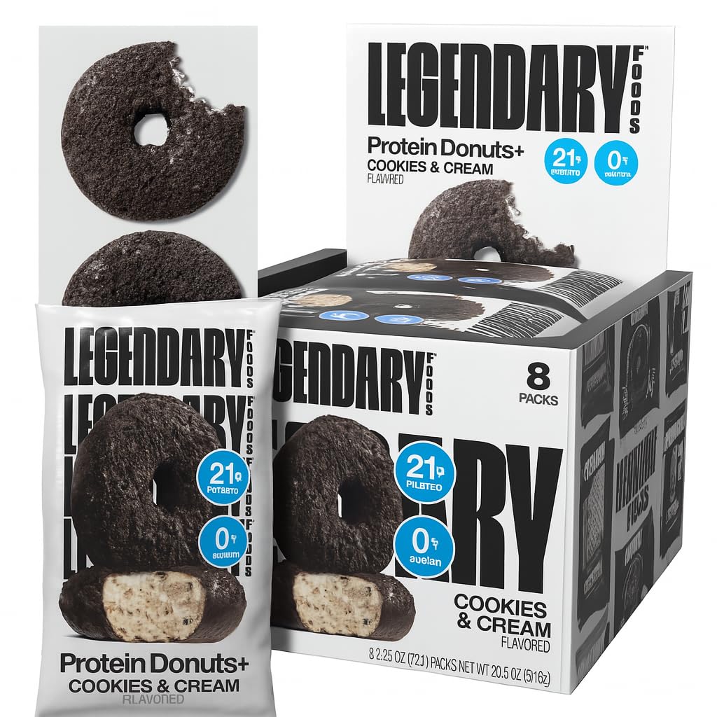 Legendary Foods 22gr Protein Donuts - Choice of Flavors 8x (2 Donuts per Pack), High Protein, Zero Sugar, Gluten Free and Low Carb, Keto Friendly Snack