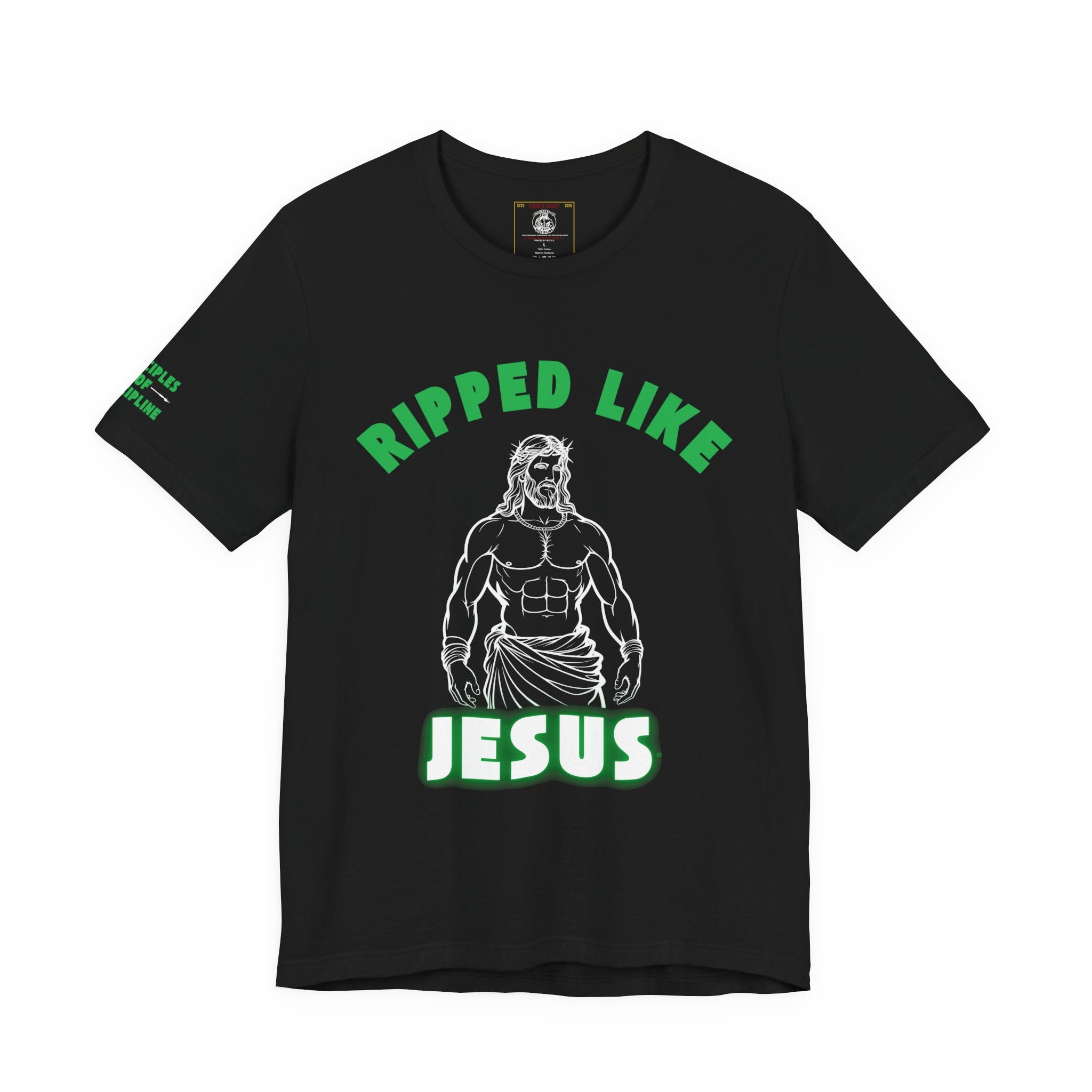 Ripped Like Jesus Tee & Glowing - Unisex Religious Humor Shirt, Fitness Motivation T-Shirt, Workout Top, Funny Christian Apparel