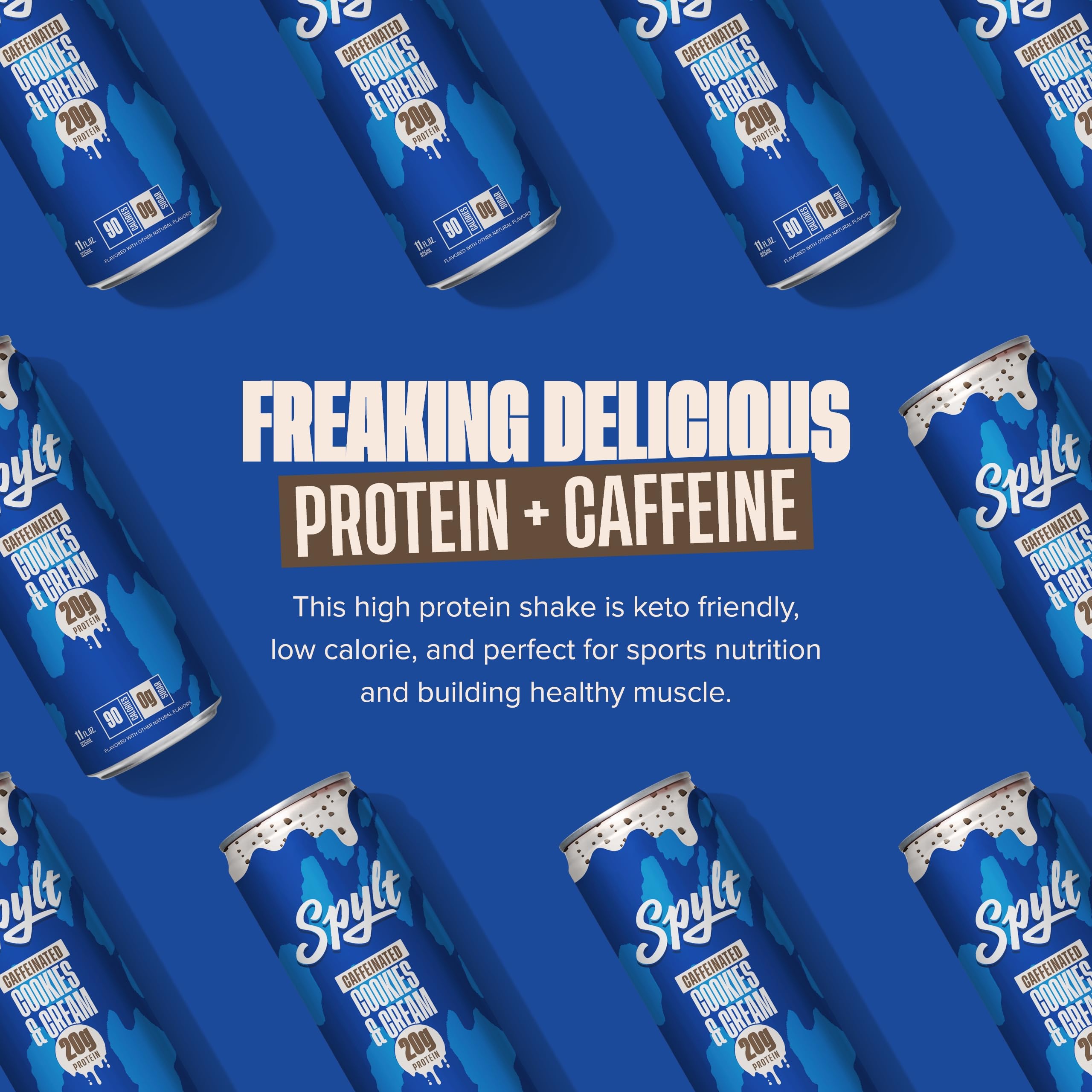 High Protein Milk - 6 Flavor Variety Pack with 60mg Caffeine & 20g Protein - 90 Calories, Ready to Drink, Sugar Free, Lactose Free Milk, Perfect for Workout Recovery & Afternoon Pick Me Up - 12 Count
