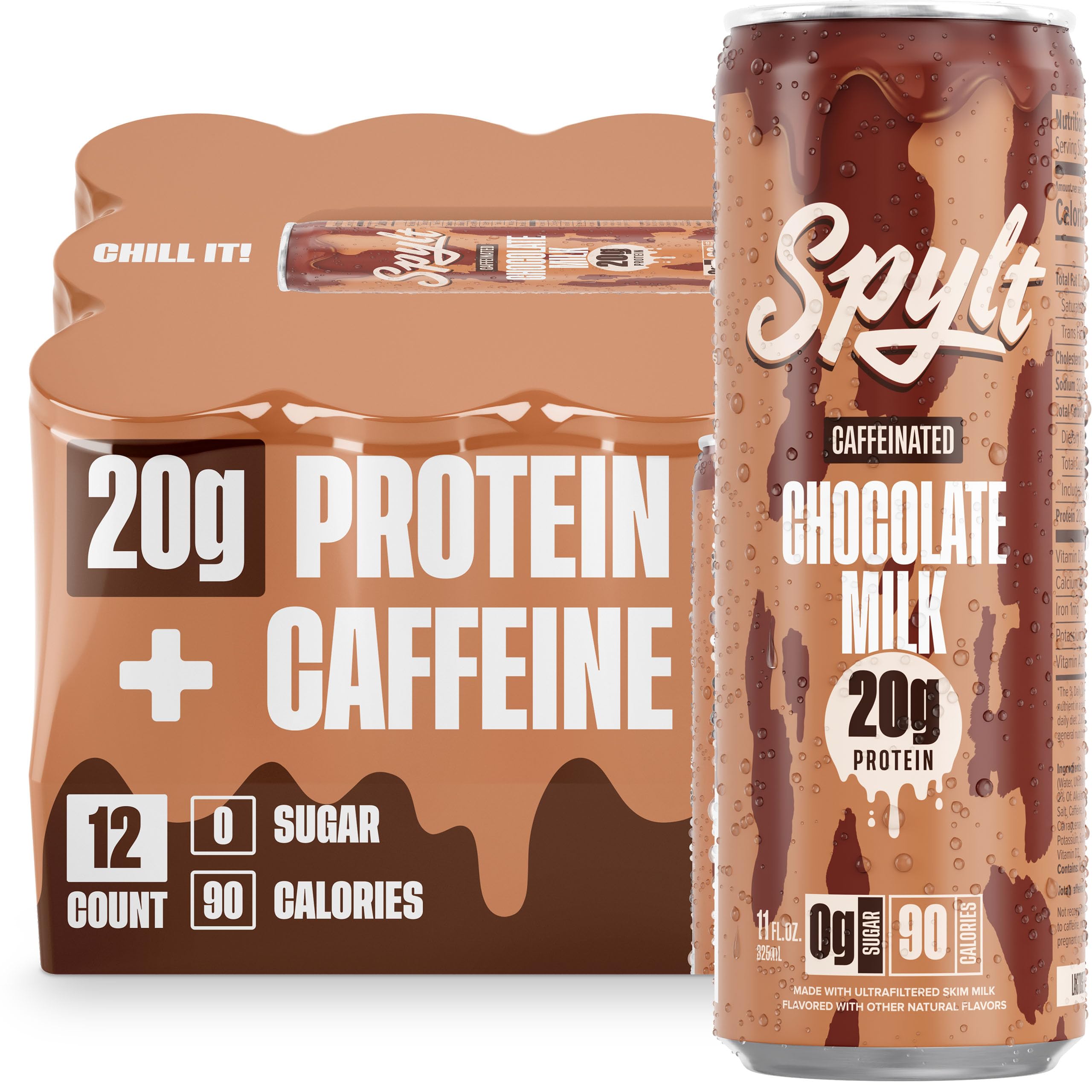 High Protein Milk - 6 Flavor Variety Pack with 60mg Caffeine & 20g Protein - 90 Calories, Ready to Drink, Sugar Free, Lactose Free Milk, Perfect for Workout Recovery & Afternoon Pick Me Up - 12 Count