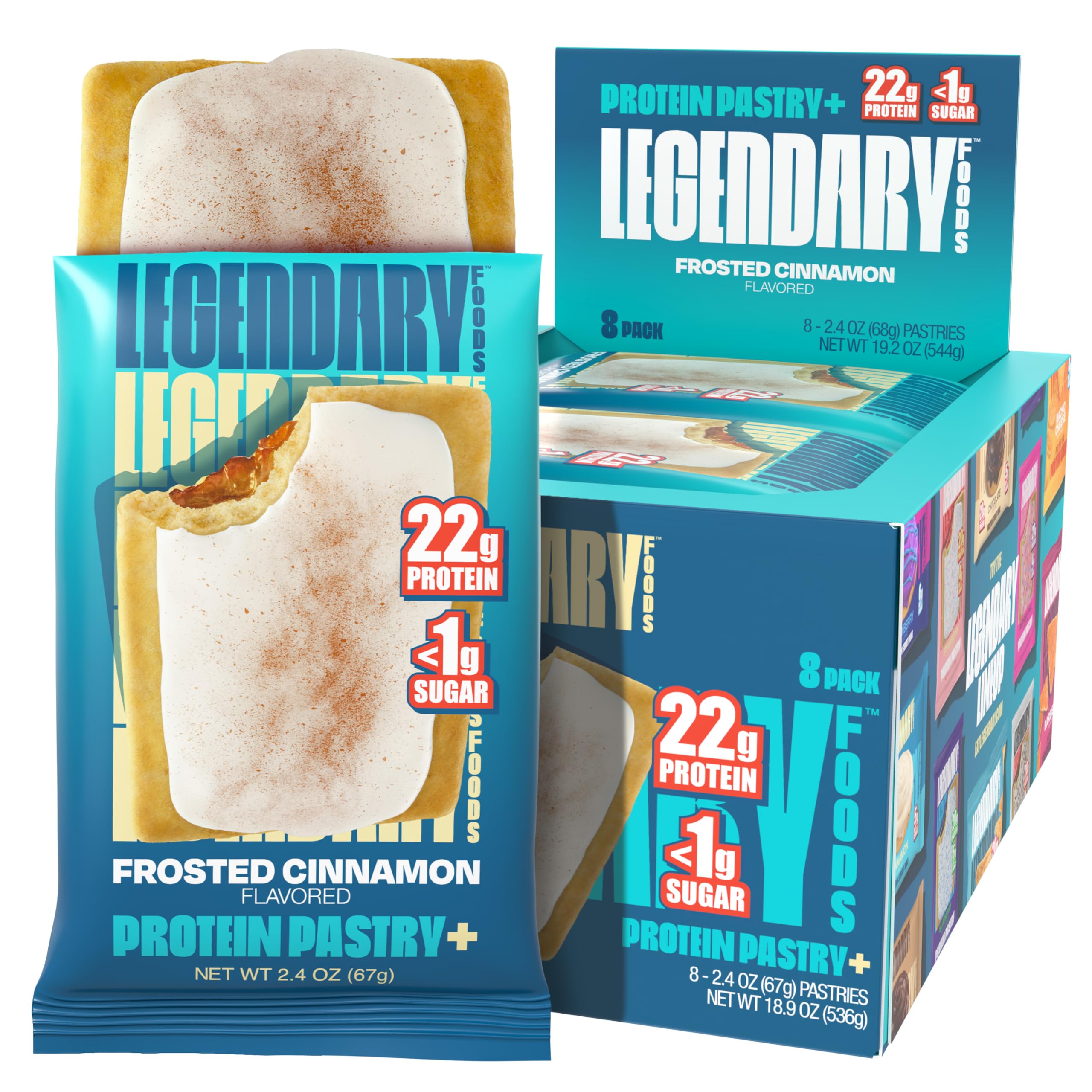 Legendary Foods 22g Protein Pastry - High Protein Breakfast & Meal Replacement Bar - Choice of Flavors