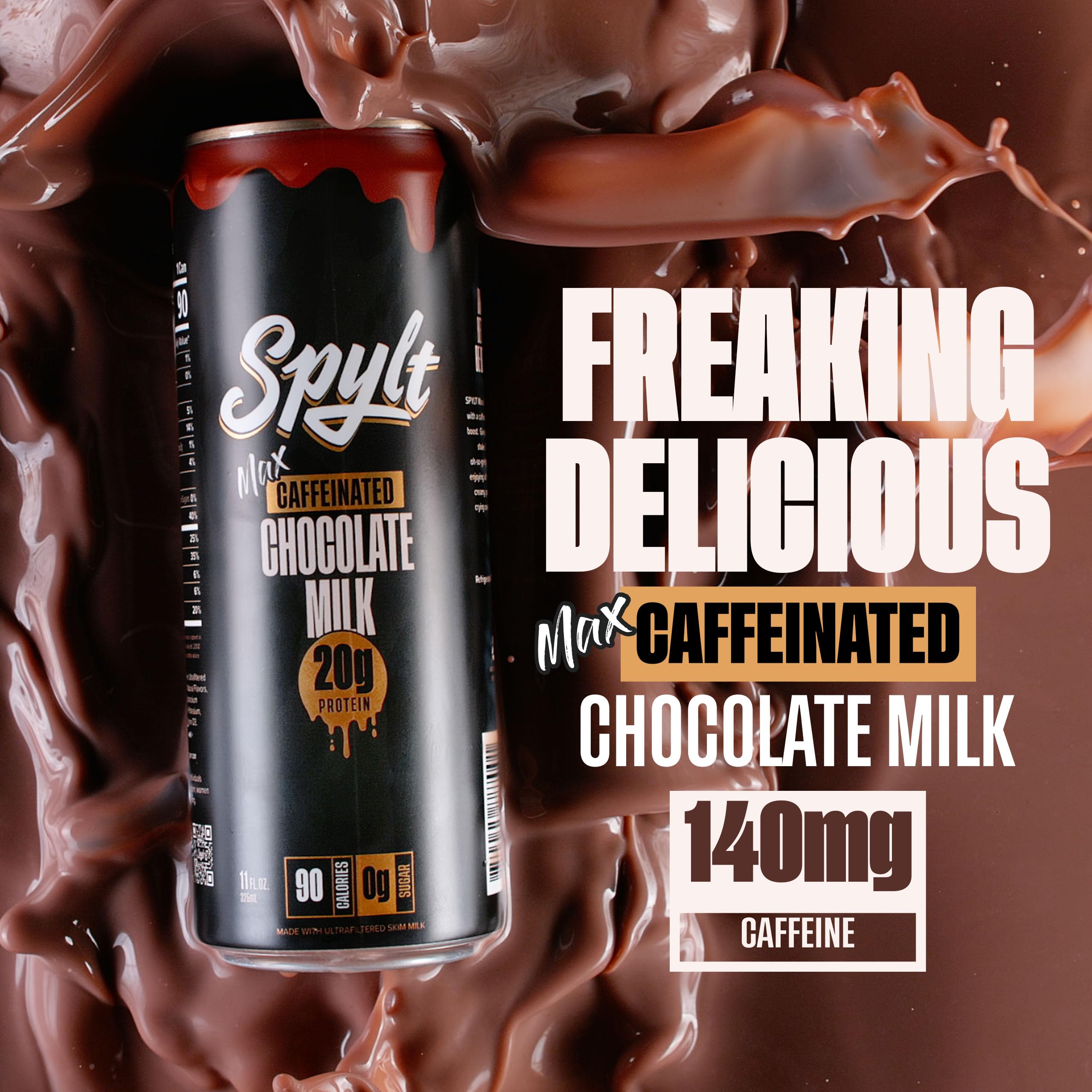 High Protein Milk - 6 Flavor Variety Pack with 60mg Caffeine & 20g Protein - 90 Calories, Ready to Drink, Sugar Free, Lactose Free Milk, Perfect for Workout Recovery & Afternoon Pick Me Up - 12 Count