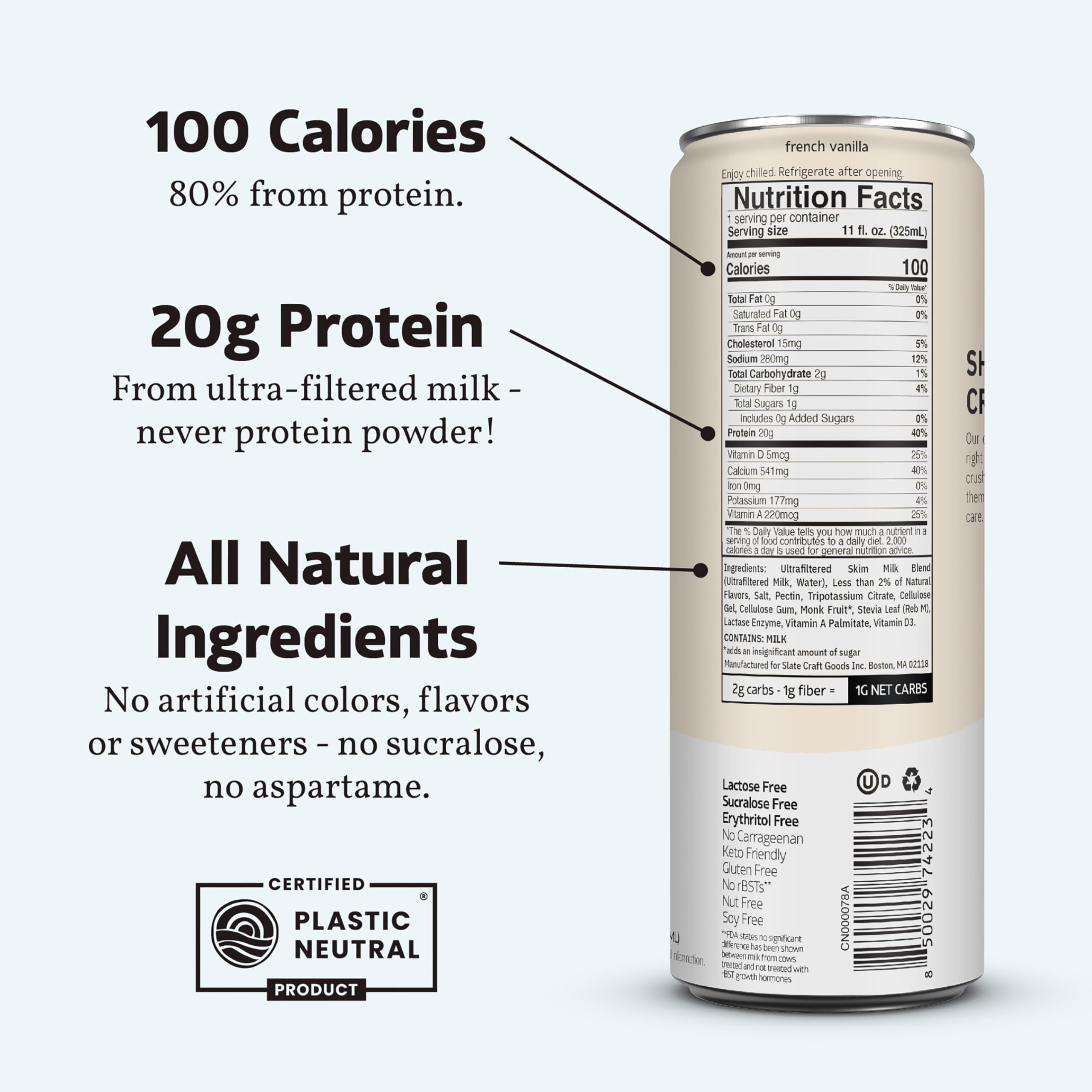 Slate Milk - High Protein Iced Coffee - Energy Variety Pack - Caramel Latte, Mocha Latte, Vanilla Latte - 175mg Caffeine, Lactose Free - 20g Protein, 1g Sugar - Protein Coffee - 11 fl oz, 12 Cans