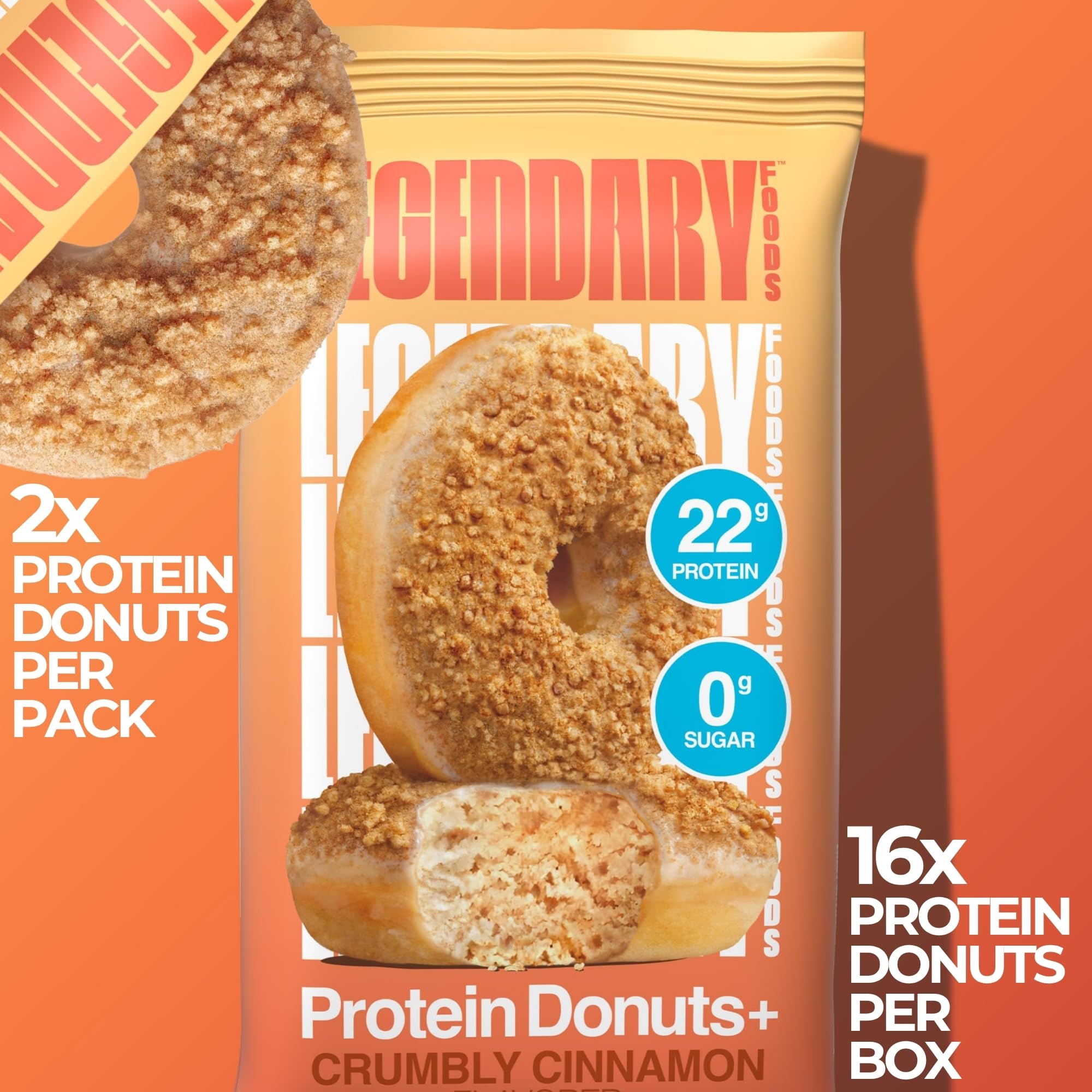 Legendary Foods 22gr Protein Donuts - Choice of Flavors 8x (2 Donuts per Pack), High Protein, Zero Sugar, Gluten Free and Low Carb, Keto Friendly Snack