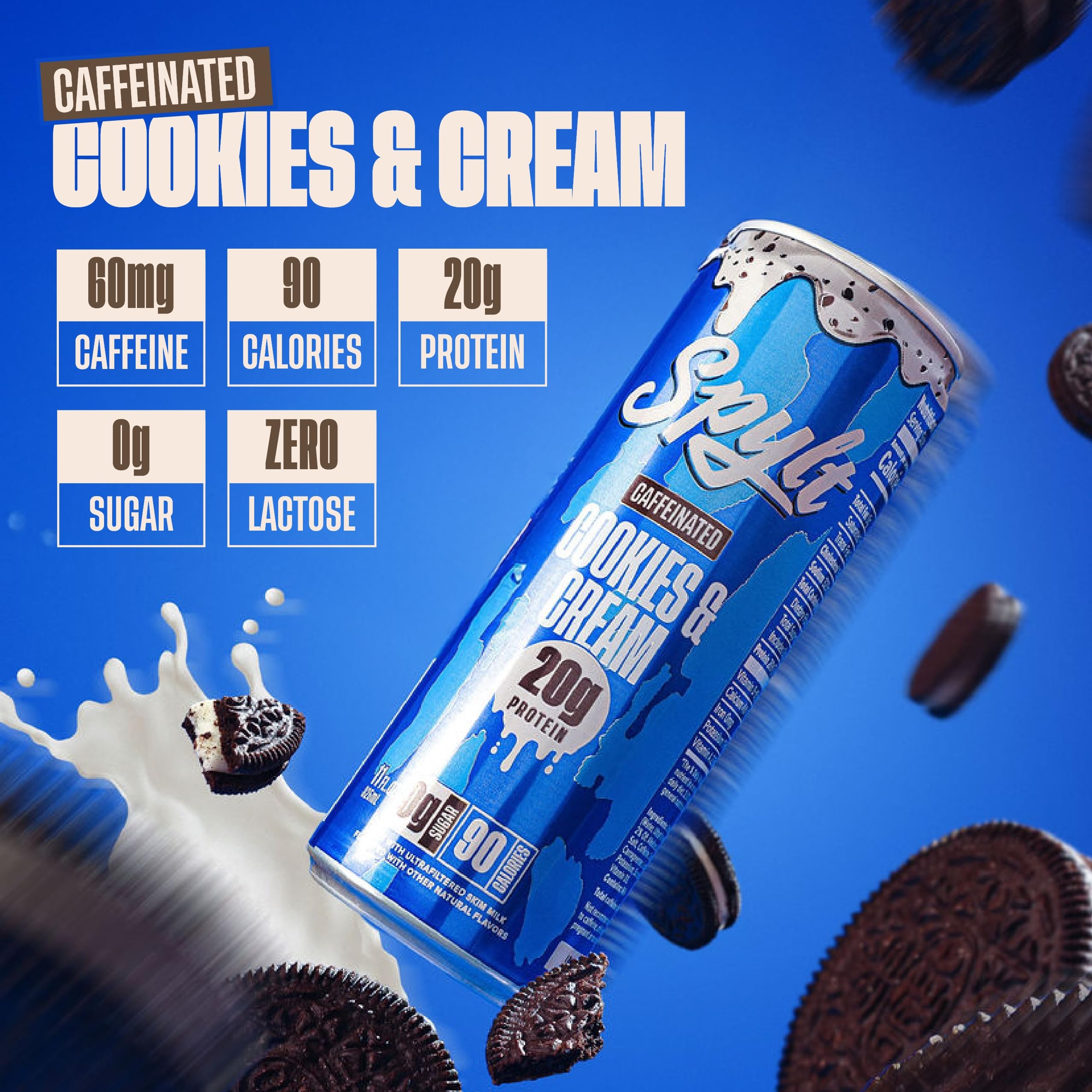 High Protein Milk - 6 Flavor Variety Pack with 60mg Caffeine & 20g Protein - 90 Calories, Ready to Drink, Sugar Free, Lactose Free Milk, Perfect for Workout Recovery & Afternoon Pick Me Up - 12 Count