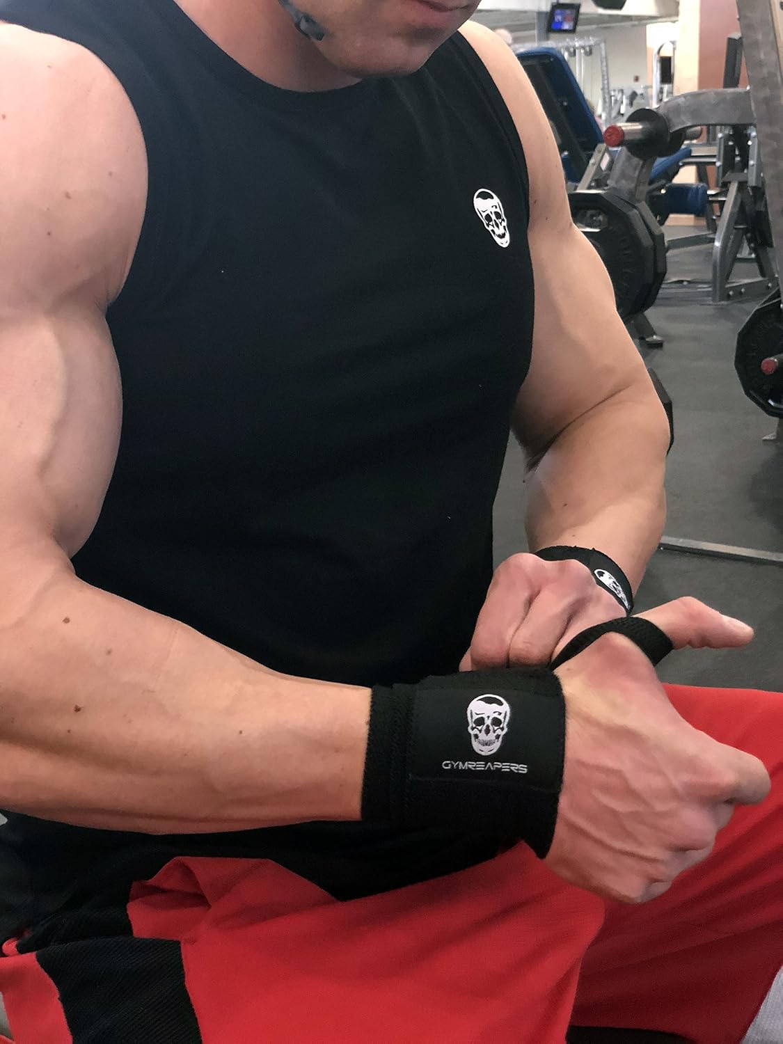Gymreapers Lifting Wrist Straps for Weightlifting - Padded Neoprene with 18 inch Cotton and Gymreapers Weightlifting Wrist Wraps (IPF Approved) 18" Professional Quality Wrist Support