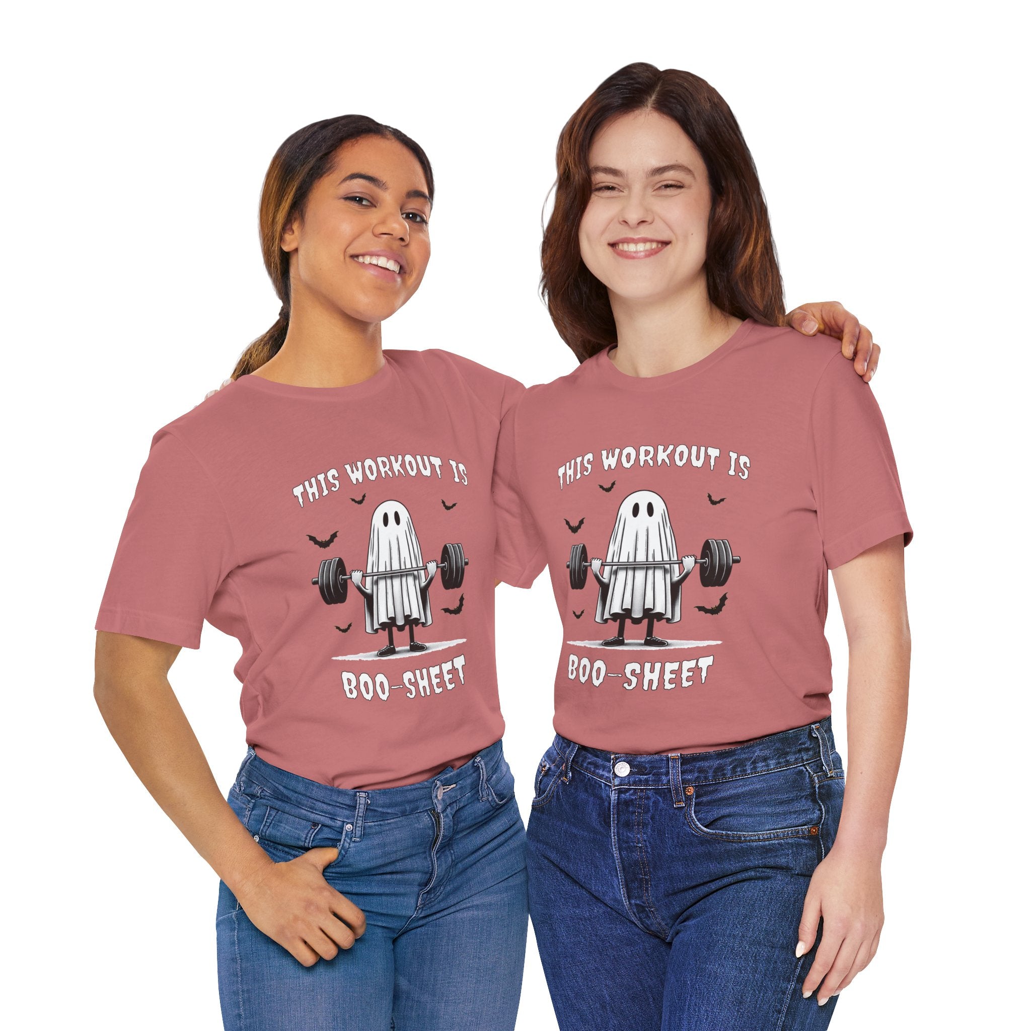A Ghastly Ghost Complaning that "This Workout is Boo-Sheet" - Halloween Fitness Fun Tee