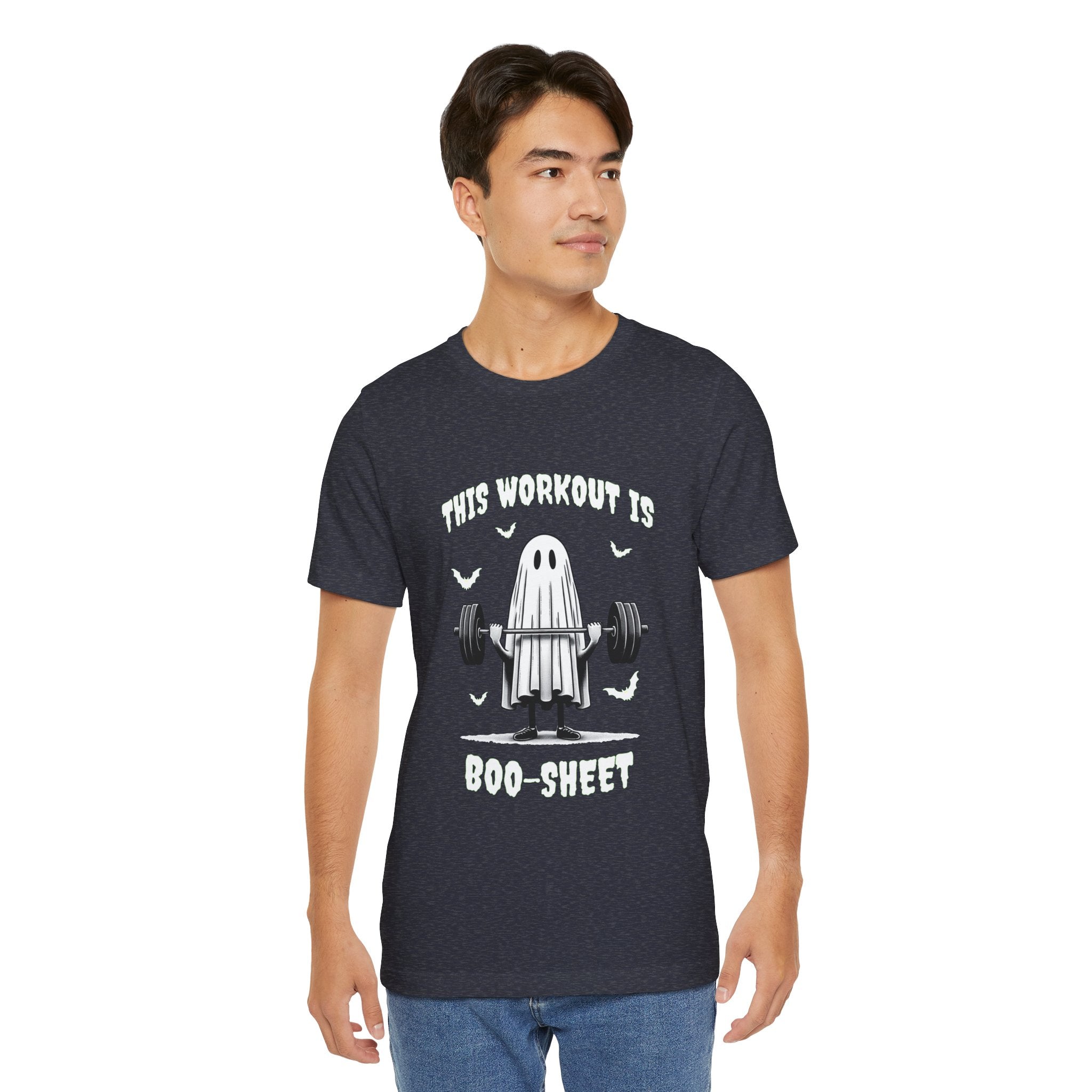 A Ghastly Ghost Complaning that "This Workout is Boo-Sheet" - Halloween Fitness Fun Tee