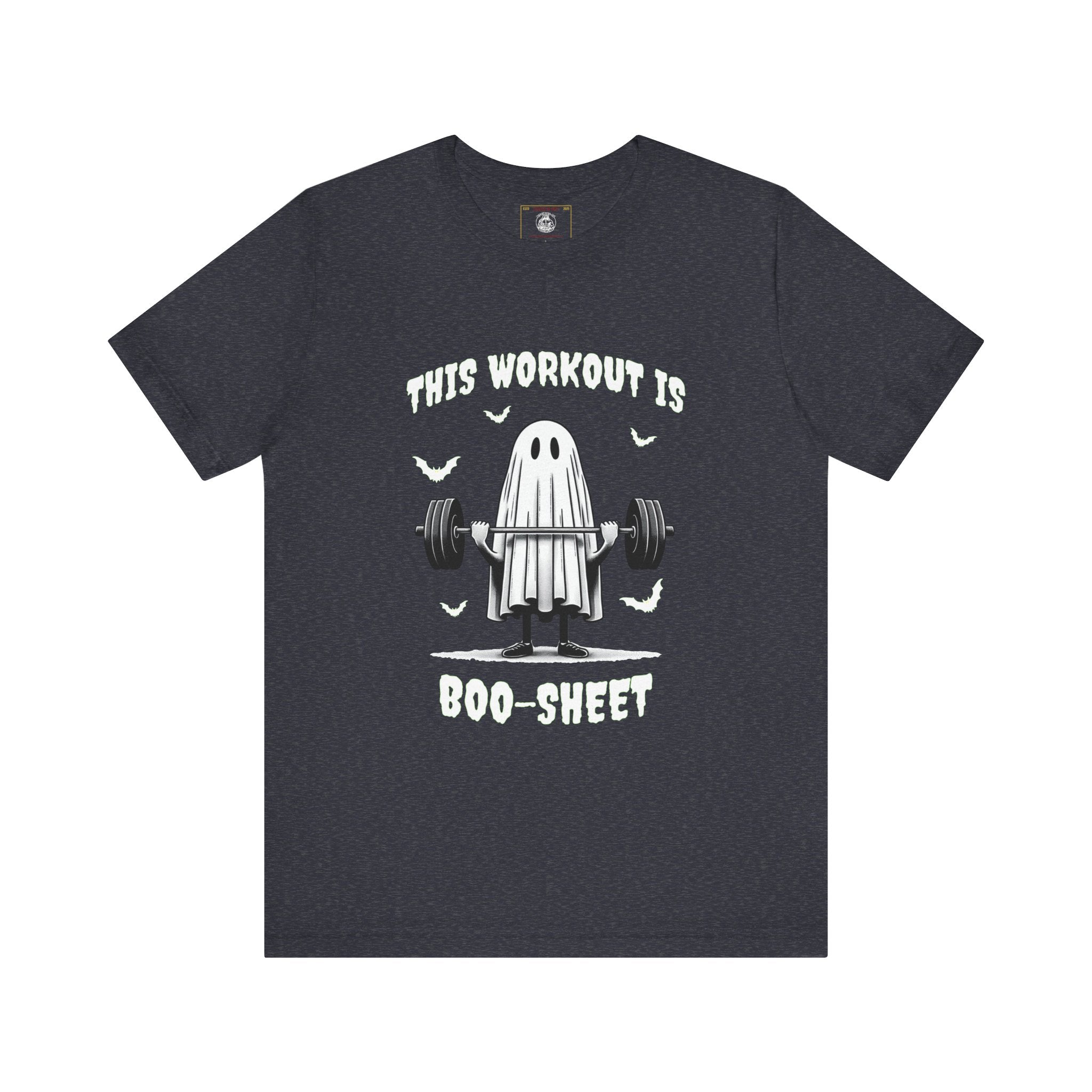 A Ghastly Ghost Complaning that "This Workout is Boo-Sheet" - Halloween Fitness Fun Tee