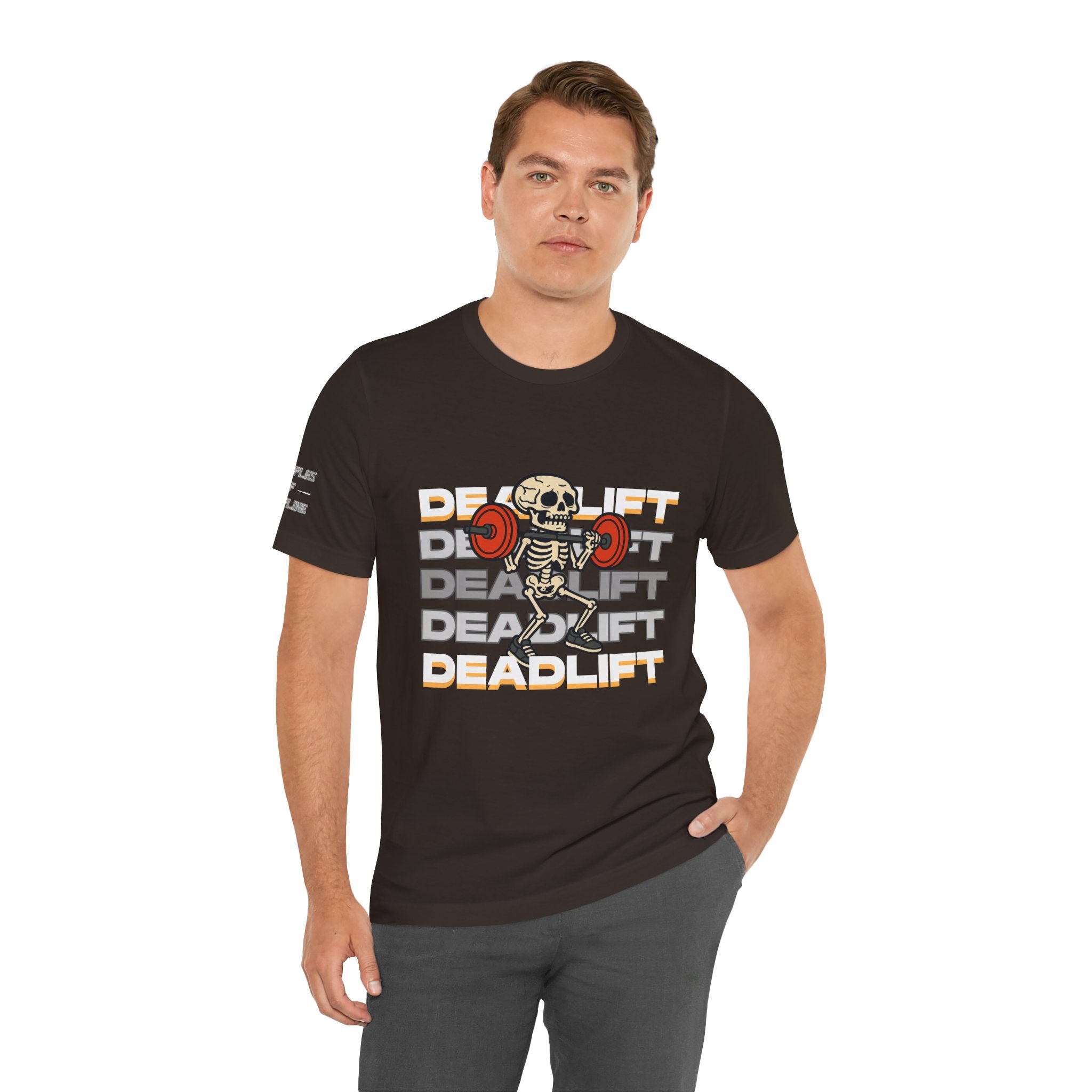 Deadlift Skeleton Shirt – Funny Halloween Gym Workout Tee – Powerlifting Fitness Barbell Skeleton Lifting Weights