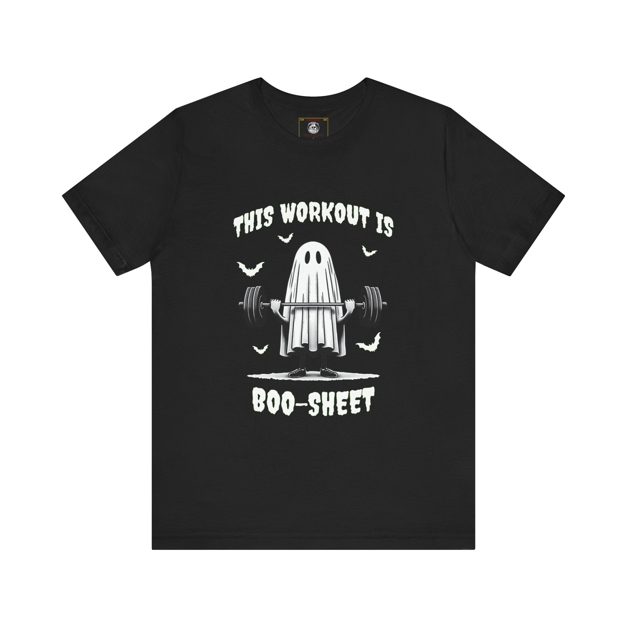 A Ghastly Ghost Complaning that "This Workout is Boo-Sheet" - Halloween Fitness Fun Tee