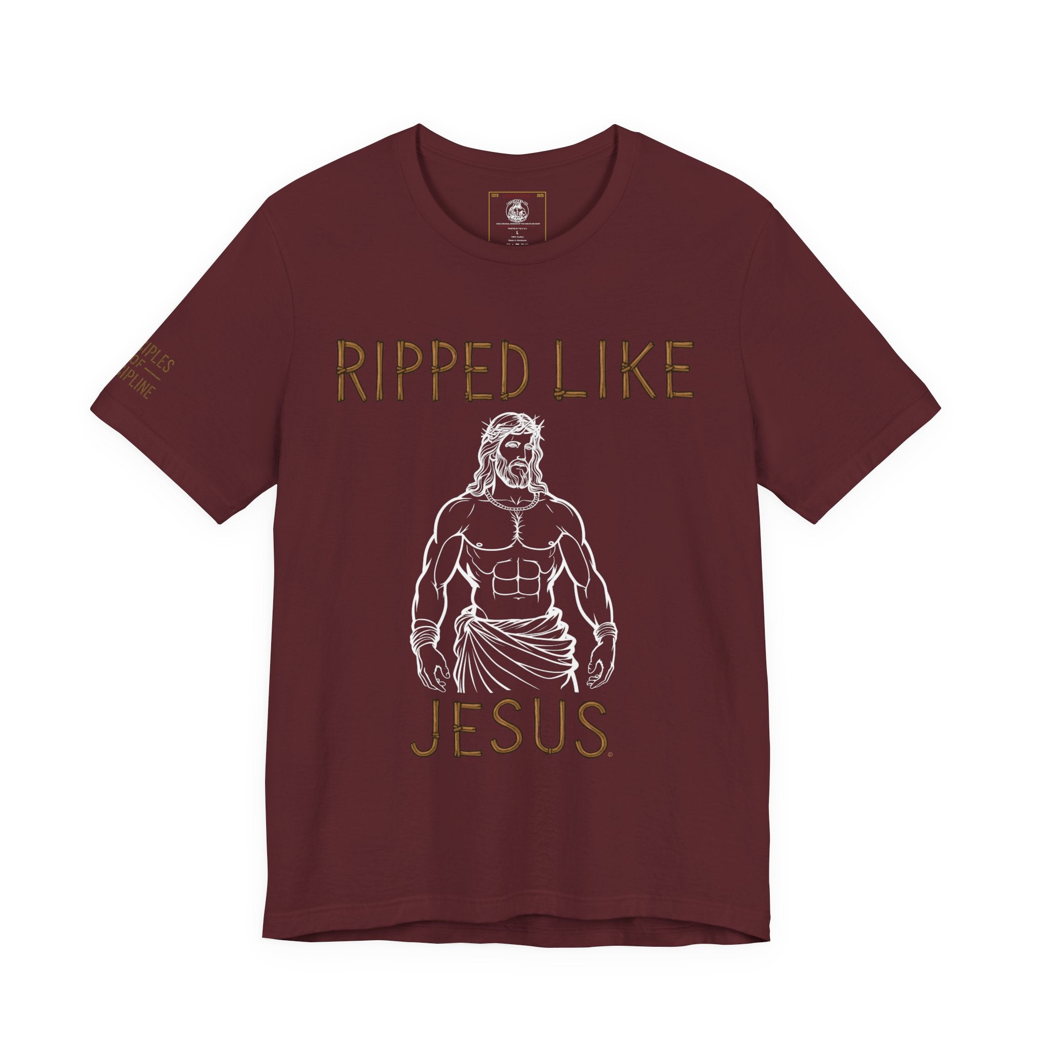 Ripped Like Jesus Tee - Discipline Tracking Tee - Shirt for Fitness Lovers, Motivational Gym Apparel, Casual Wear, Christian Humor