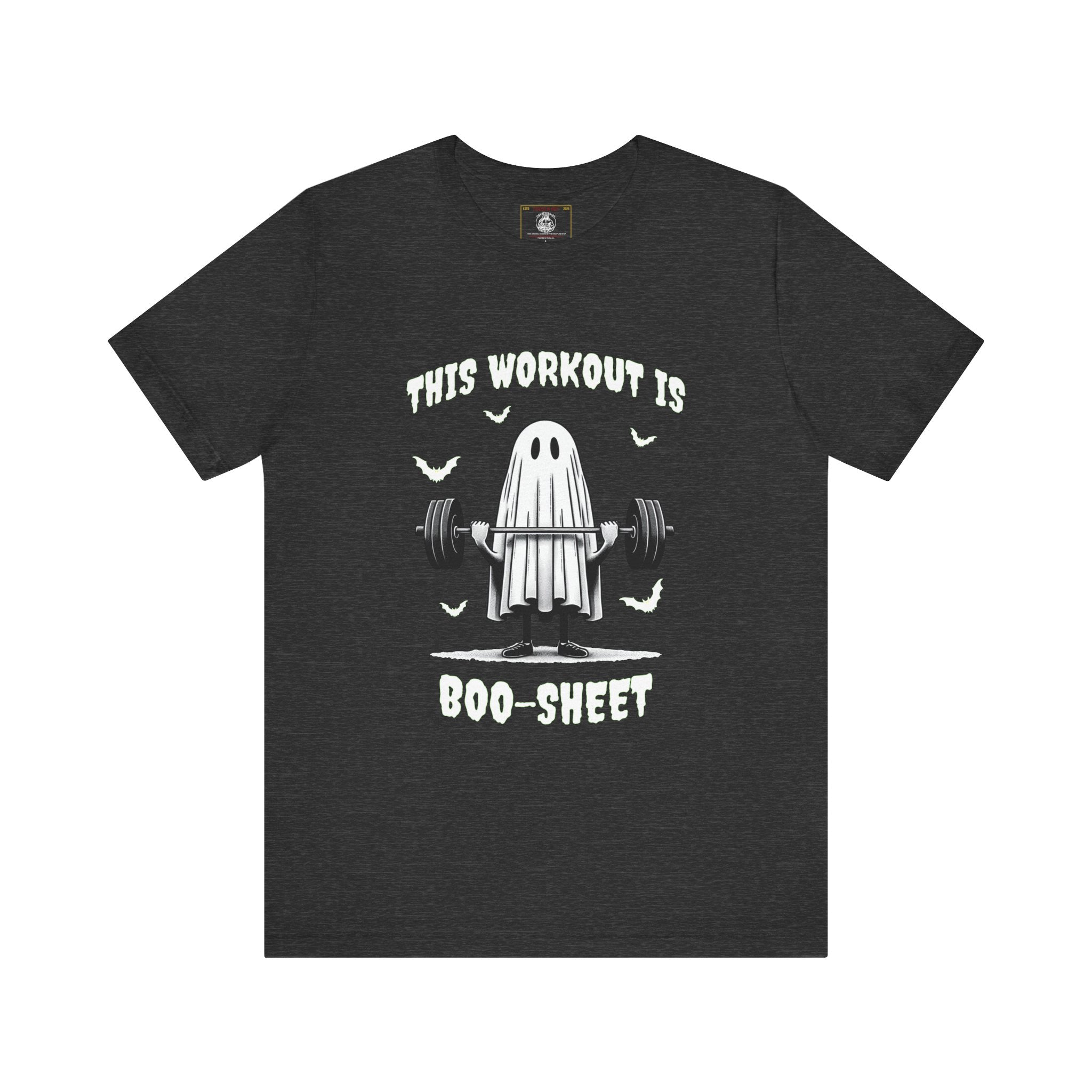 A Ghastly Ghost Complaning that "This Workout is Boo-Sheet" - Halloween Fitness Fun Tee