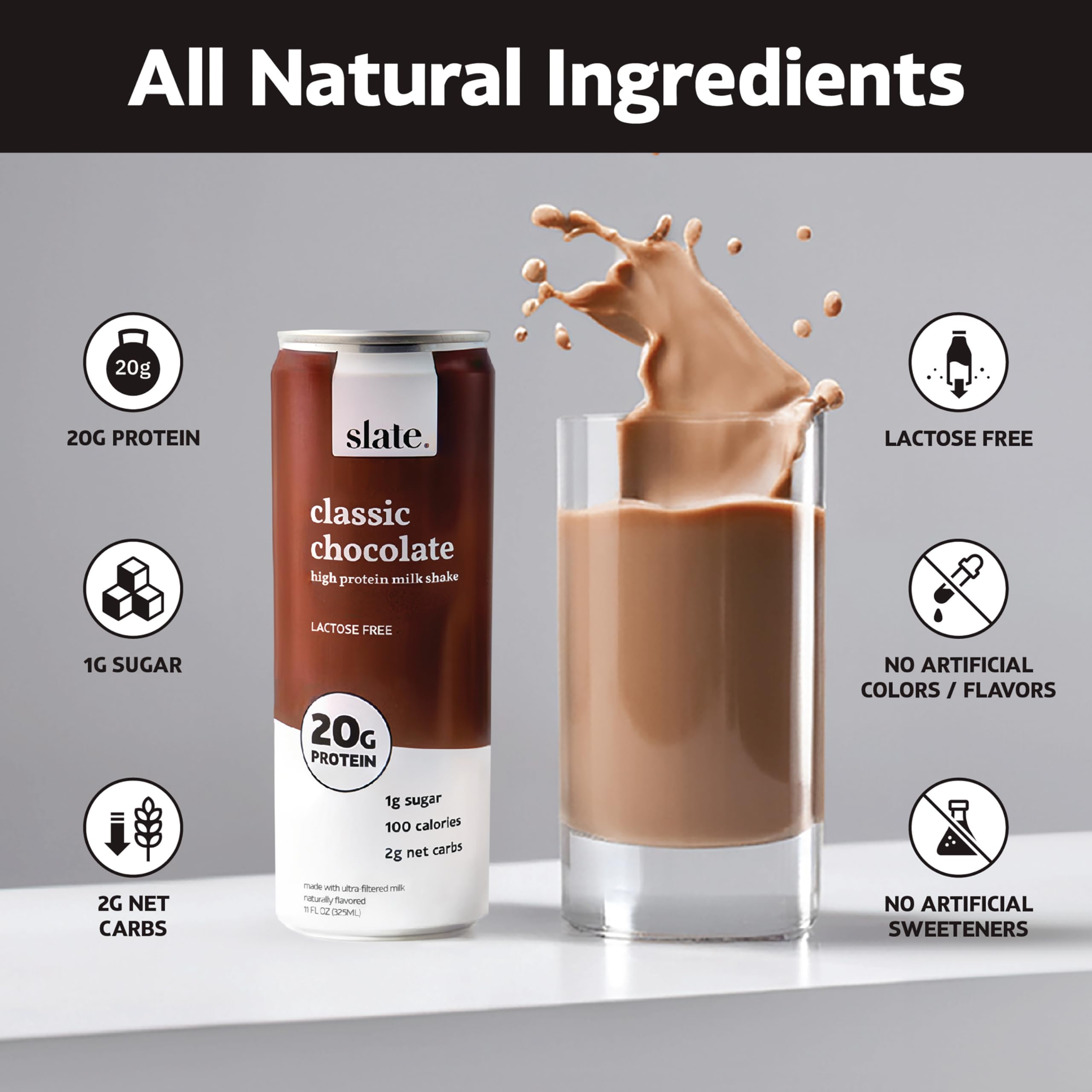 Slate Milk - High Protein Iced Coffee - Energy Variety Pack - Caramel Latte, Mocha Latte, Vanilla Latte - 175mg Caffeine, Lactose Free - 20g Protein, 1g Sugar - Protein Coffee - 11 fl oz, 12 Cans