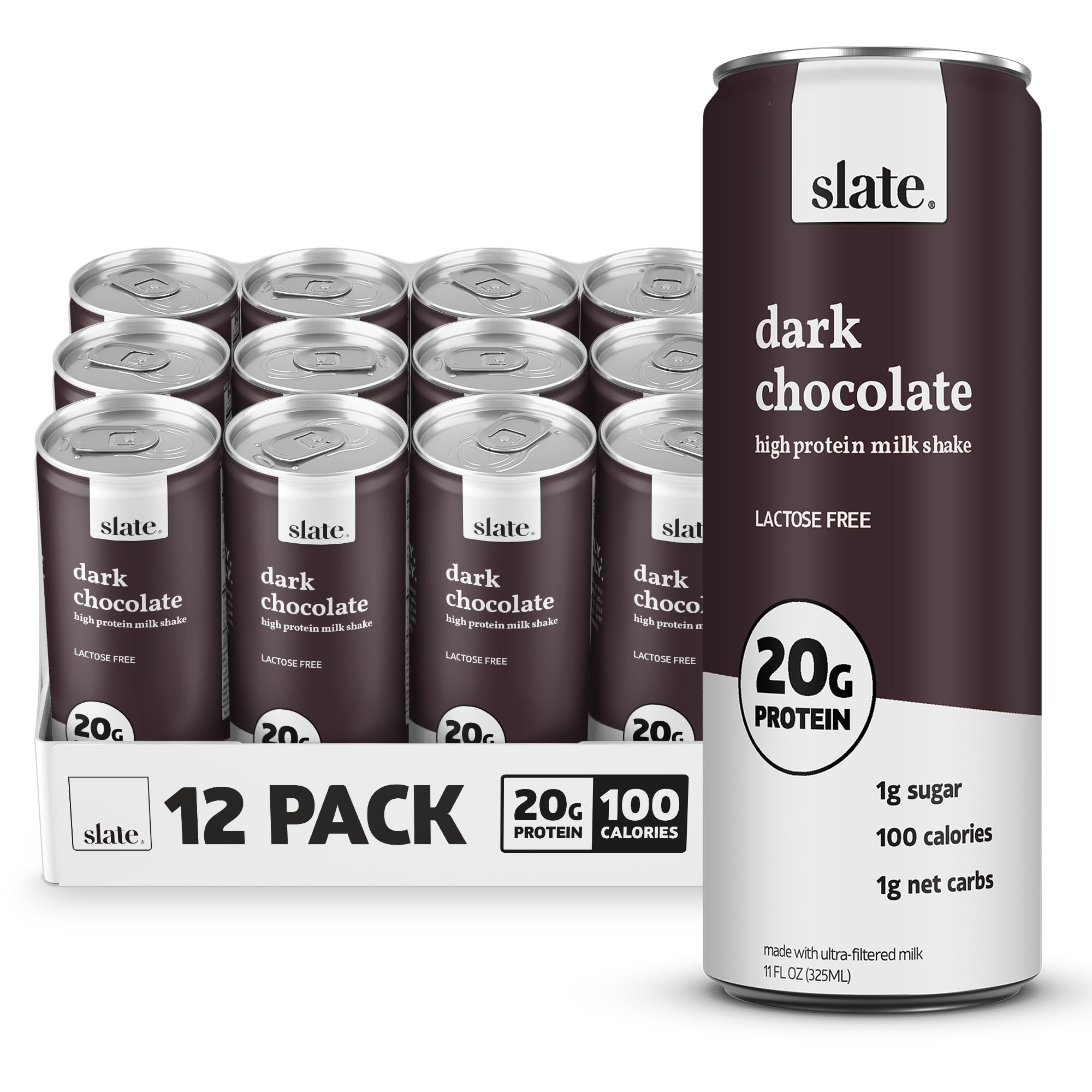 Slate Milk - High Protein Iced Coffee - Energy Variety Pack - Caramel Latte, Mocha Latte, Vanilla Latte - 175mg Caffeine, Lactose Free - 20g Protein, 1g Sugar - Protein Coffee - 11 fl oz, 12 Cans