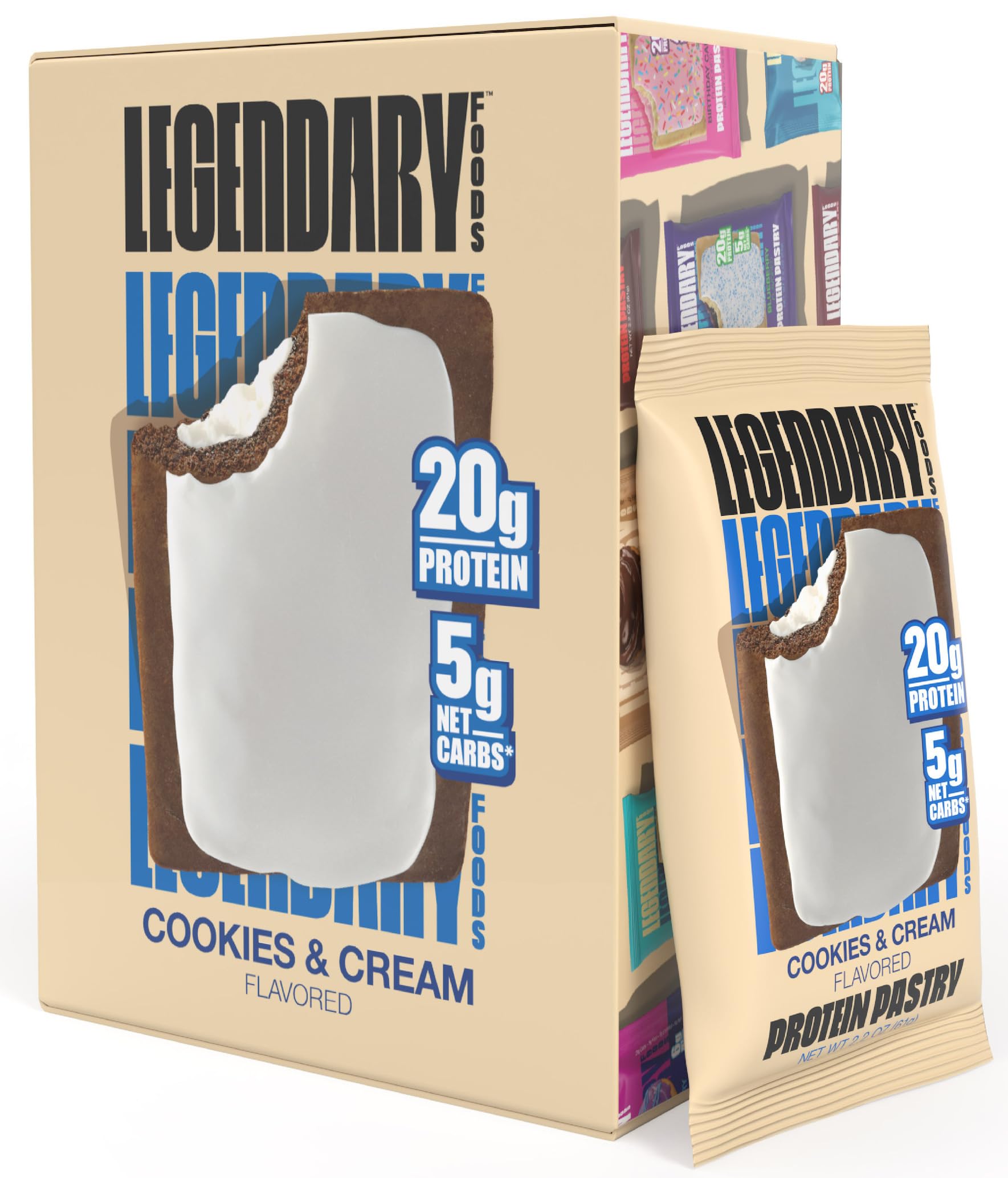 Legendary Foods 22g Protein Pastry - High Protein Breakfast & Meal Replacement Bar - Choice of Flavors