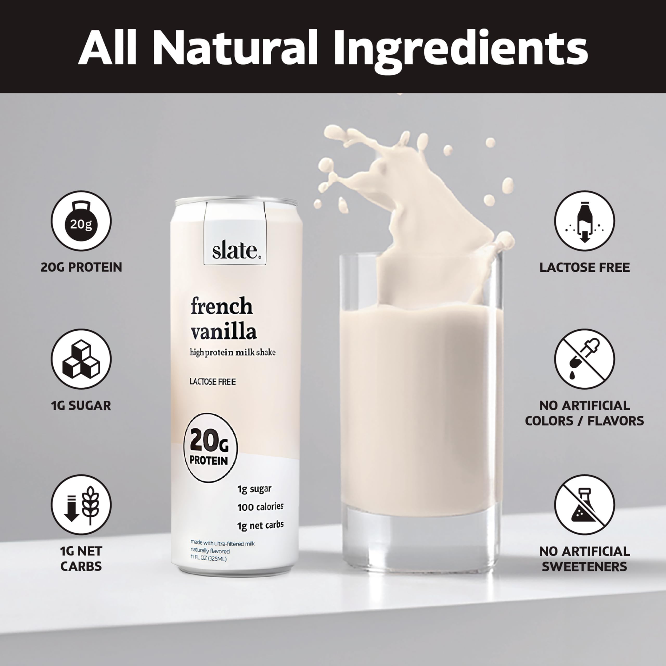 Slate Milk - High Protein Iced Coffee - Energy Variety Pack - Caramel Latte, Mocha Latte, Vanilla Latte - 175mg Caffeine, Lactose Free - 20g Protein, 1g Sugar - Protein Coffee - 11 fl oz, 12 Cans