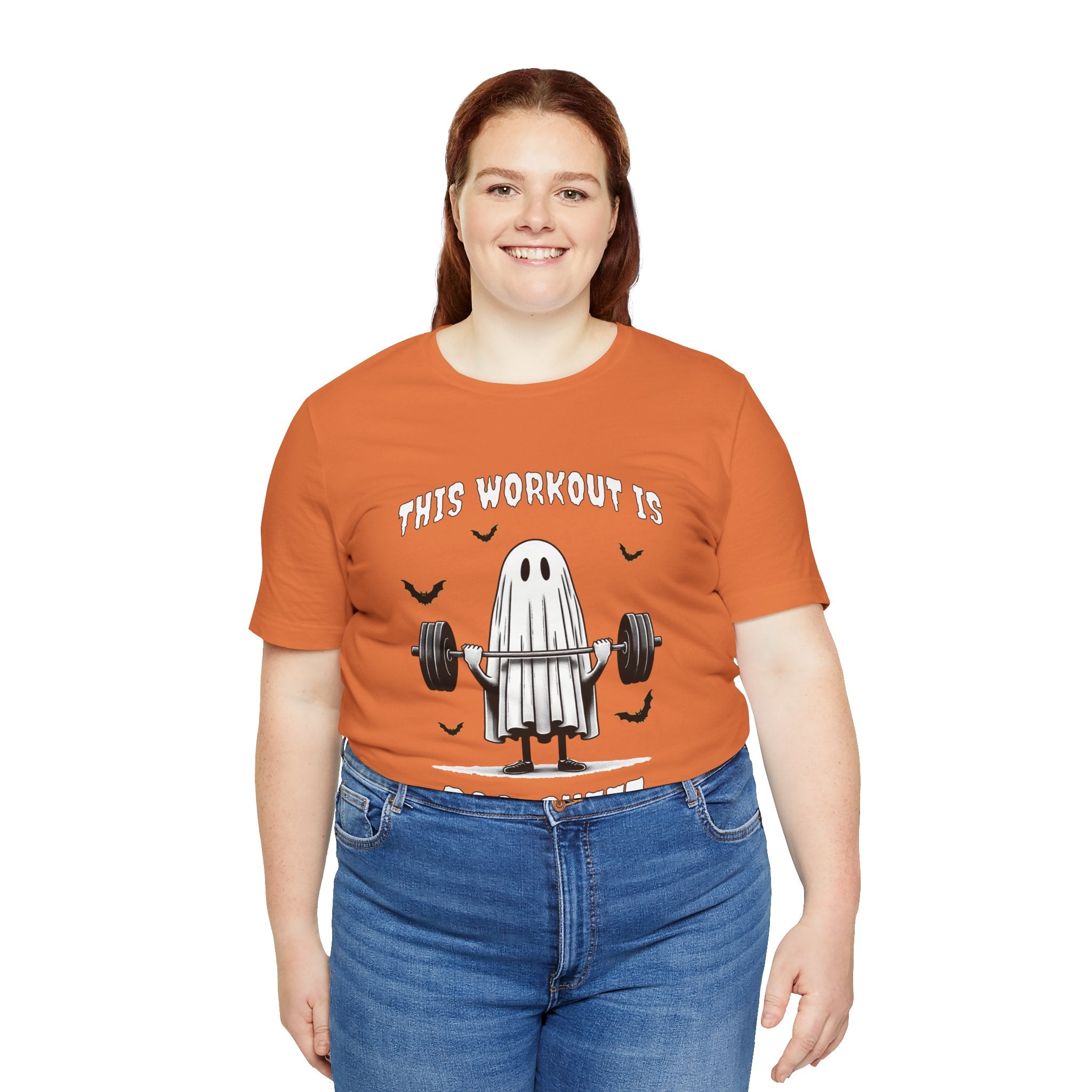 A Ghastly Ghost Complaning that "This Workout is Boo-Sheet" - Halloween Fitness Fun Tee
