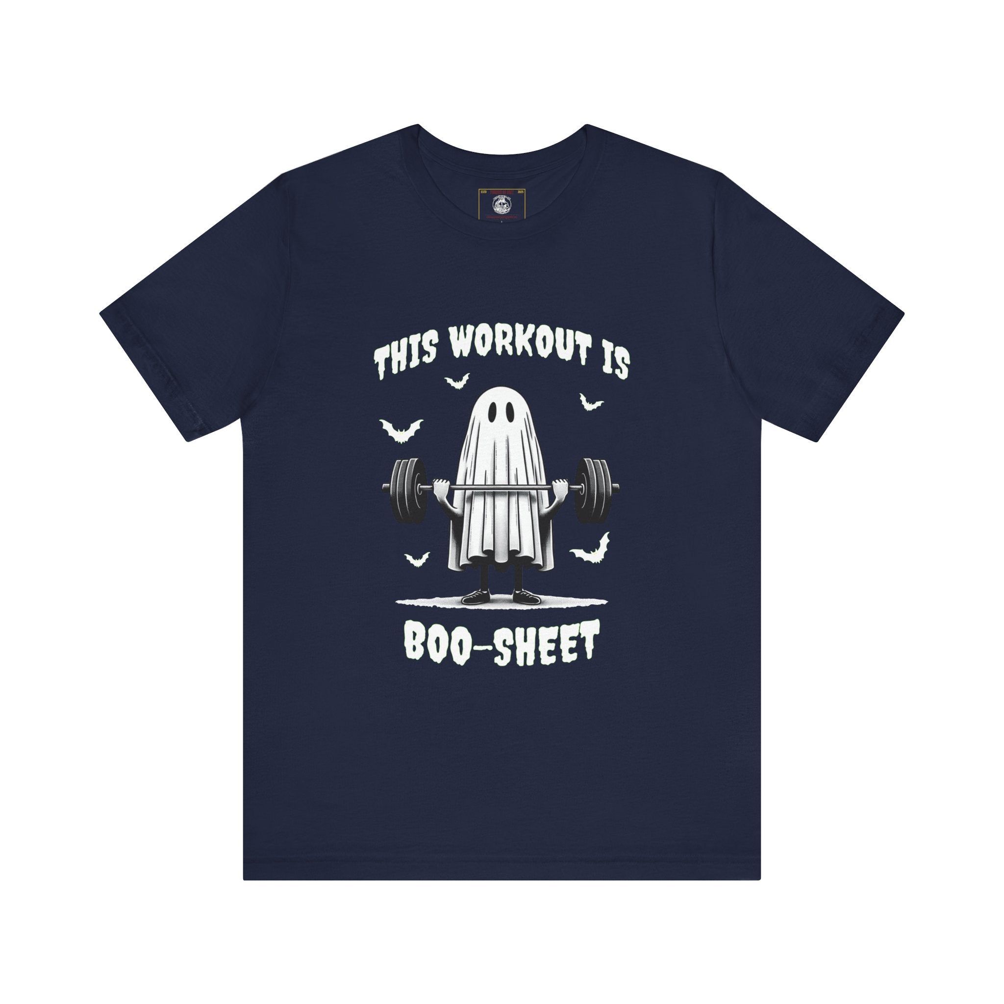 A Ghastly Ghost Complaning that "This Workout is Boo-Sheet" - Halloween Fitness Fun Tee