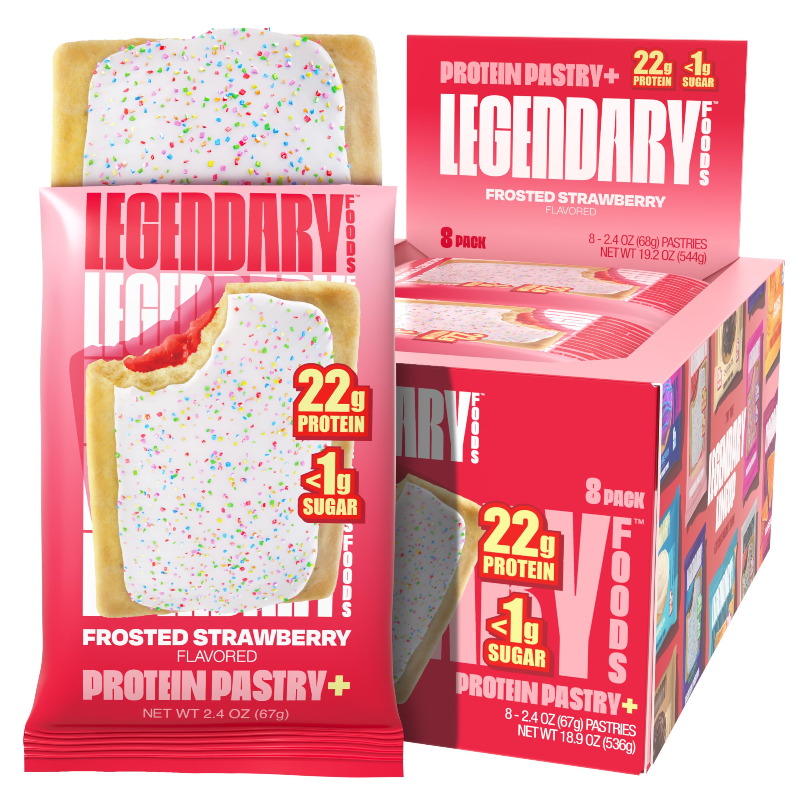 Legendary Foods 22g Protein Pastry - High Protein Breakfast & Meal Replacement Bar - Choice of Flavors