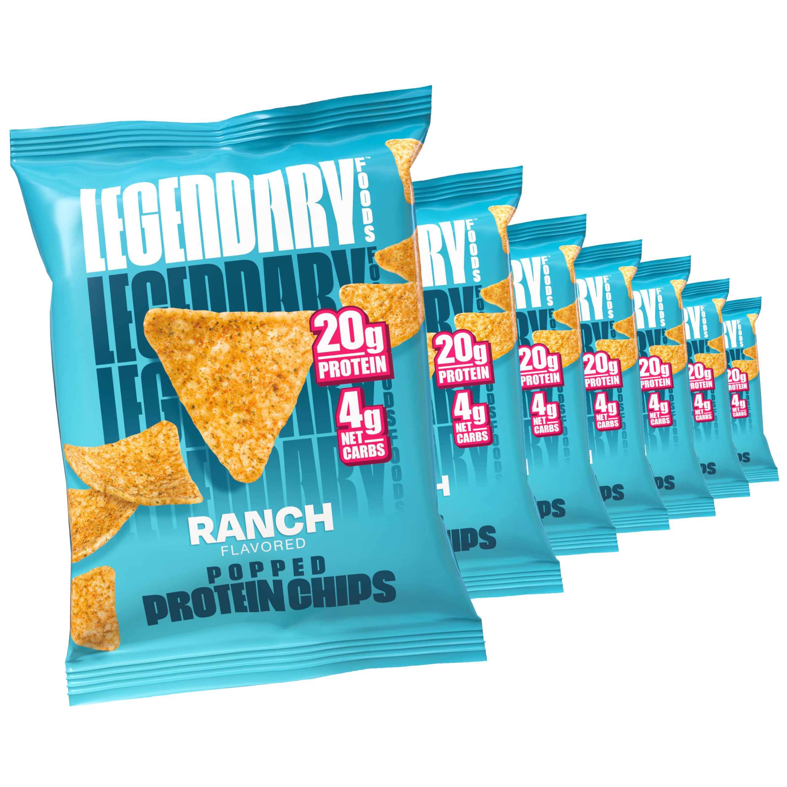 Legendary Foods Pizza Party Protein Chips – Popped Tortilla Style – 22g High Protein, 4g Net Carbs, Low Sugar, Gluten Free, Keto Snack Packs – 10 Count – Healthy Crunchy Chips
