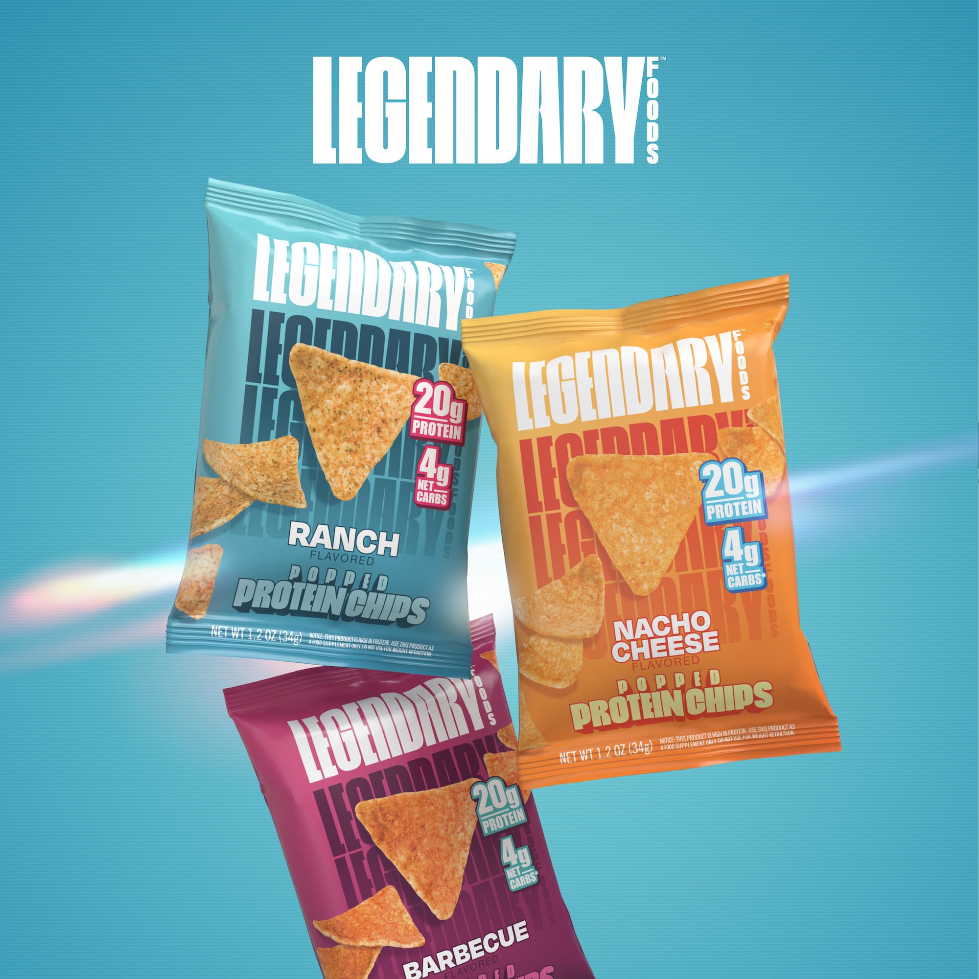 Legendary Foods Pizza Party Protein Chips – Popped Tortilla Style – 22g High Protein, 4g Net Carbs, Low Sugar, Gluten Free, Keto Snack Packs – 10 Count – Healthy Crunchy Chips