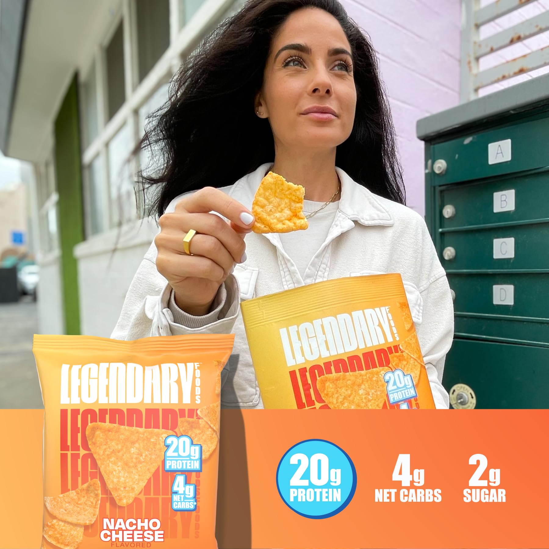 Legendary Foods Pizza Party Protein Chips – Popped Tortilla Style – 22g High Protein, 4g Net Carbs, Low Sugar, Gluten Free, Keto Snack Packs – 10 Count – Healthy Crunchy Chips