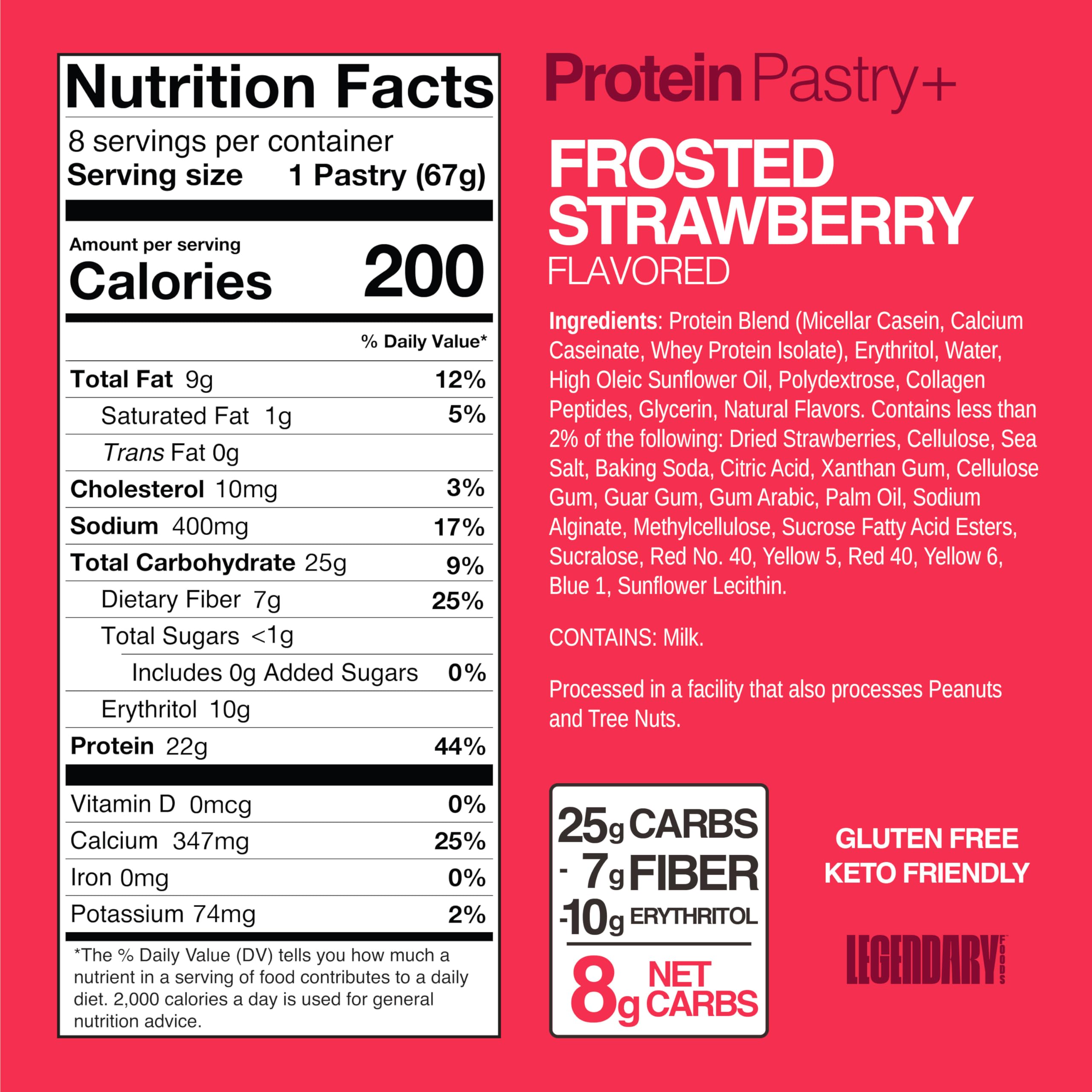 Legendary Foods 22g Protein Pastry - High Protein Breakfast & Meal Replacement Bar - Choice of Flavors