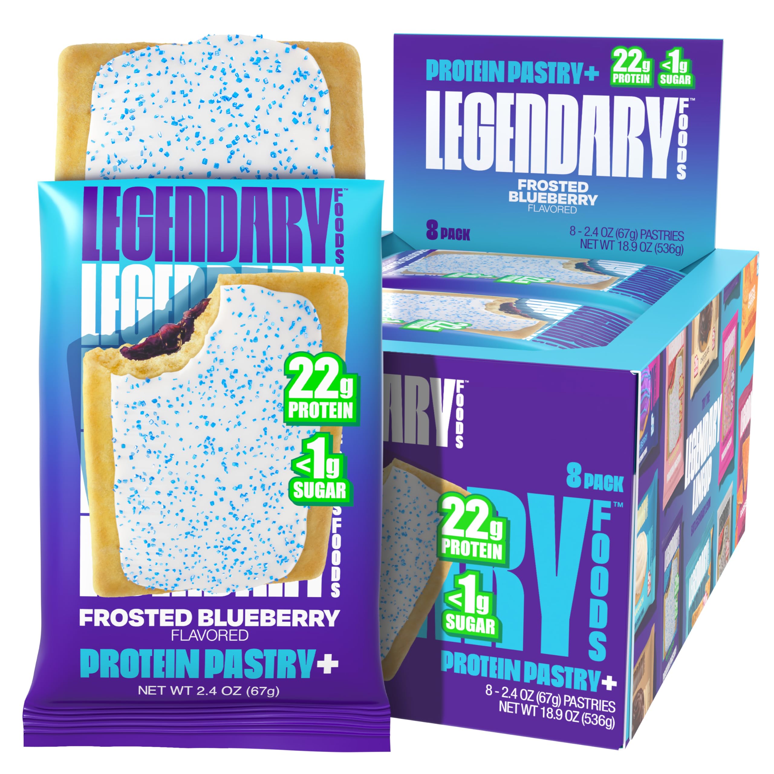 Legendary Foods 22g Protein Pastry - High Protein Breakfast & Meal Replacement Bar - Choice of Flavors