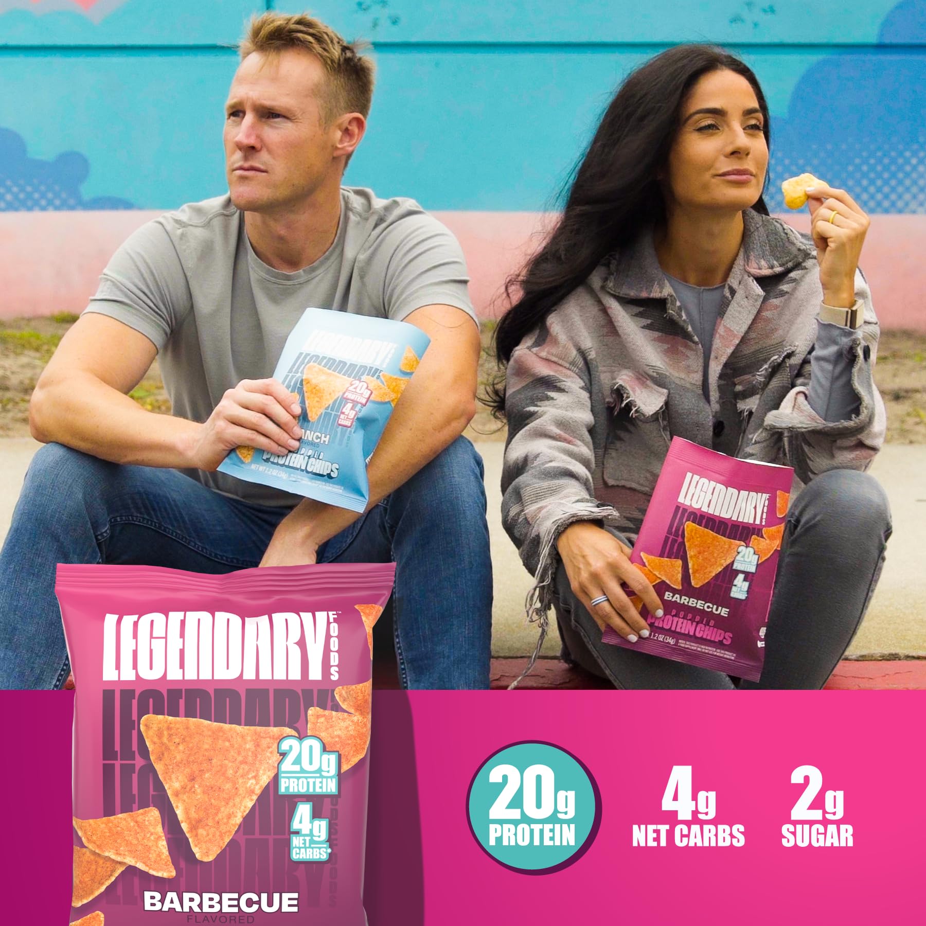 Legendary Foods Pizza Party Protein Chips – Popped Tortilla Style – 22g High Protein, 4g Net Carbs, Low Sugar, Gluten Free, Keto Snack Packs – 10 Count – Healthy Crunchy Chips