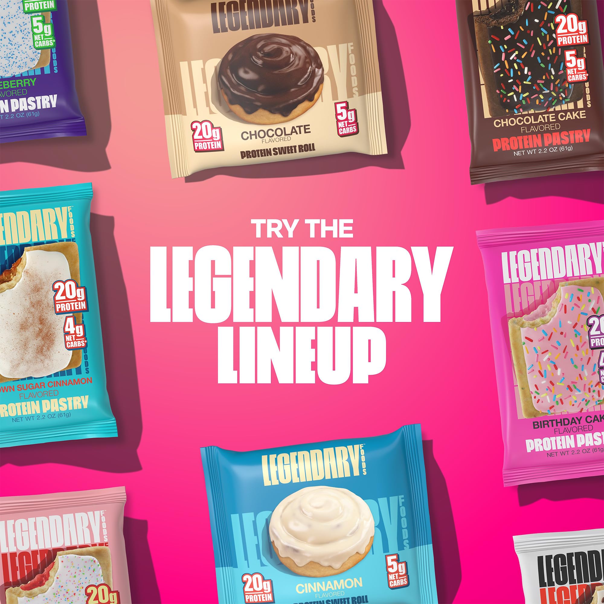 Legendary Foods 22g Protein Pastry - High Protein Breakfast & Meal Replacement Bar - Choice of Flavors