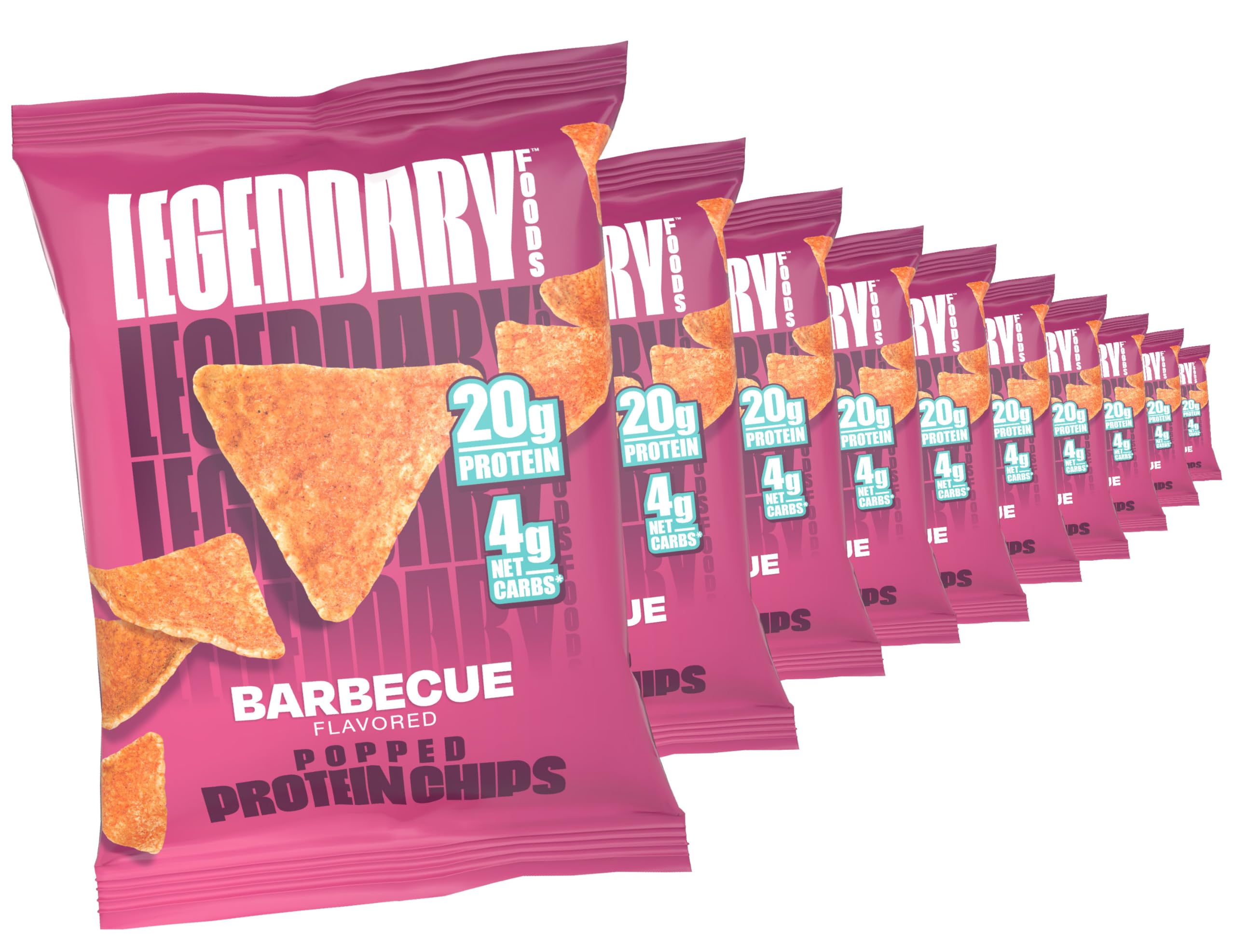 Legendary Foods Pizza Party Protein Chips – Popped Tortilla Style – 22g High Protein, 4g Net Carbs, Low Sugar, Gluten Free, Keto Snack Packs – 10 Count – Healthy Crunchy Chips