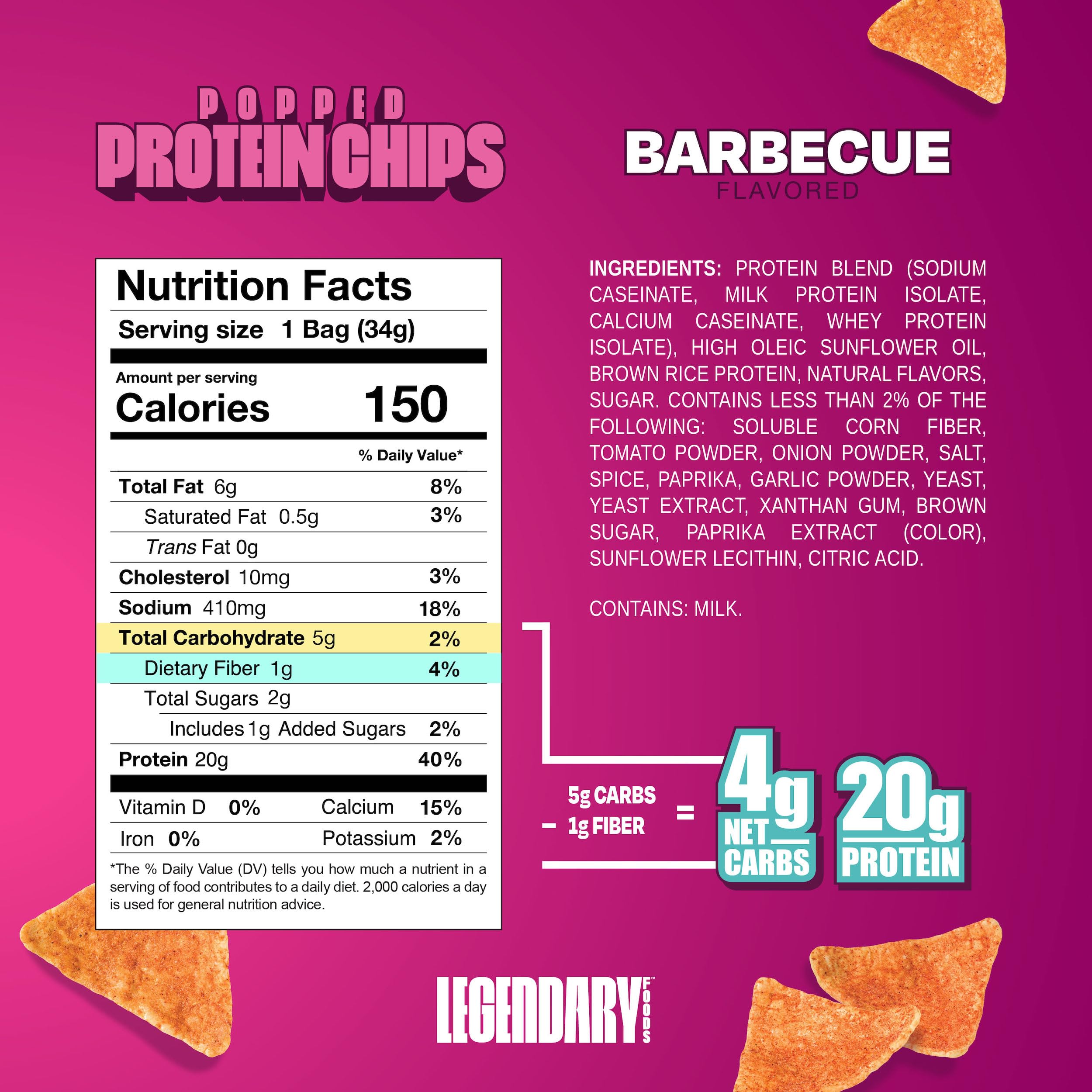 Legendary Foods Pizza Party Protein Chips – Popped Tortilla Style – 22g High Protein, 4g Net Carbs, Low Sugar, Gluten Free, Keto Snack Packs – 10 Count – Healthy Crunchy Chips
