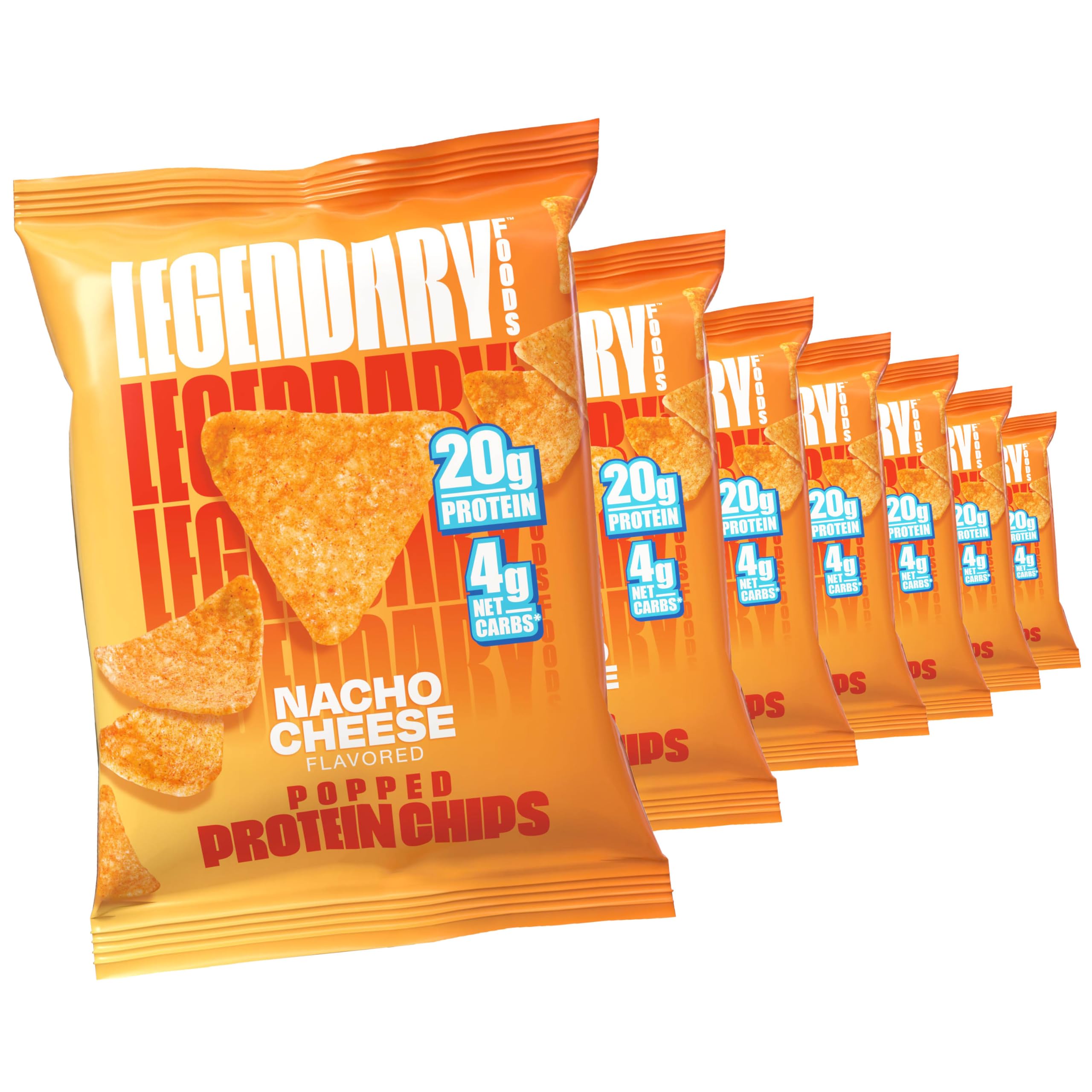 Legendary Foods Pizza Party Protein Chips – Popped Tortilla Style – 22g High Protein, 4g Net Carbs, Low Sugar, Gluten Free, Keto Snack Packs – 10 Count – Healthy Crunchy Chips