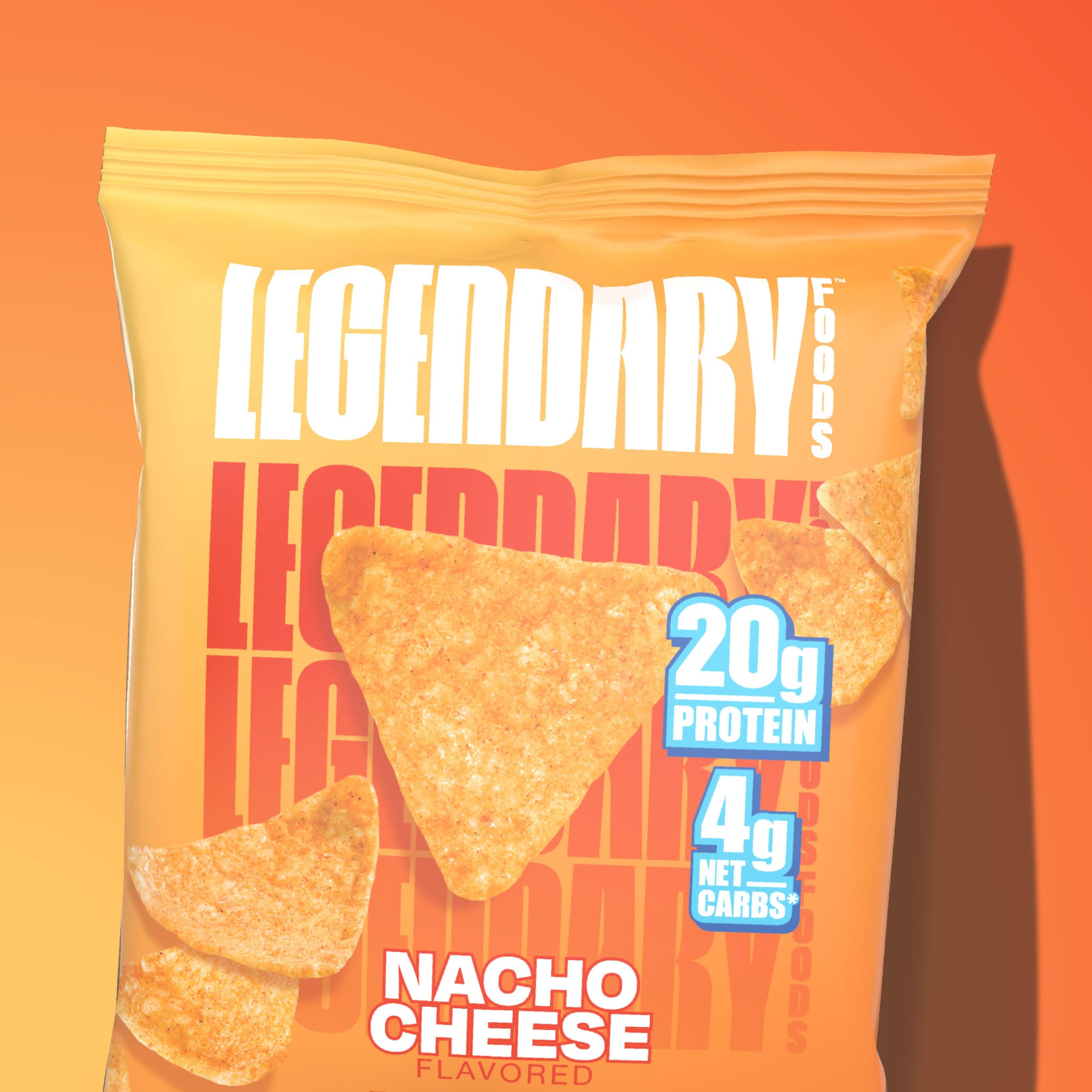 Legendary Foods Pizza Party Protein Chips – Popped Tortilla Style – 22g High Protein, 4g Net Carbs, Low Sugar, Gluten Free, Keto Snack Packs – 10 Count – Healthy Crunchy Chips