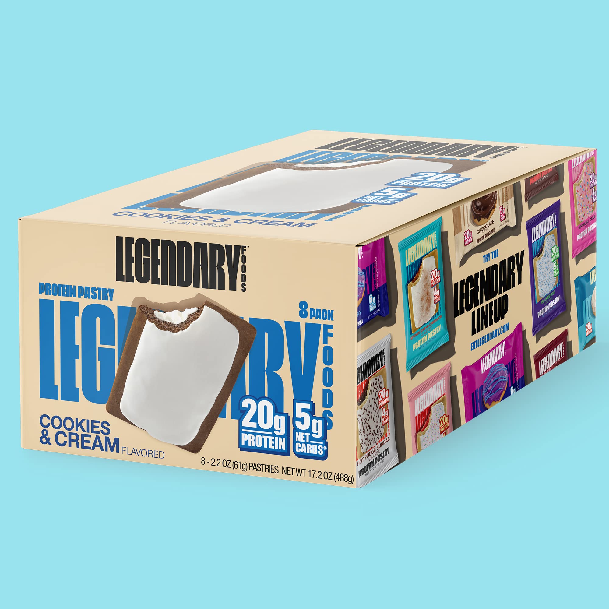 Legendary Foods 22g Protein Pastry - High Protein Breakfast & Meal Replacement Bar - Choice of Flavors