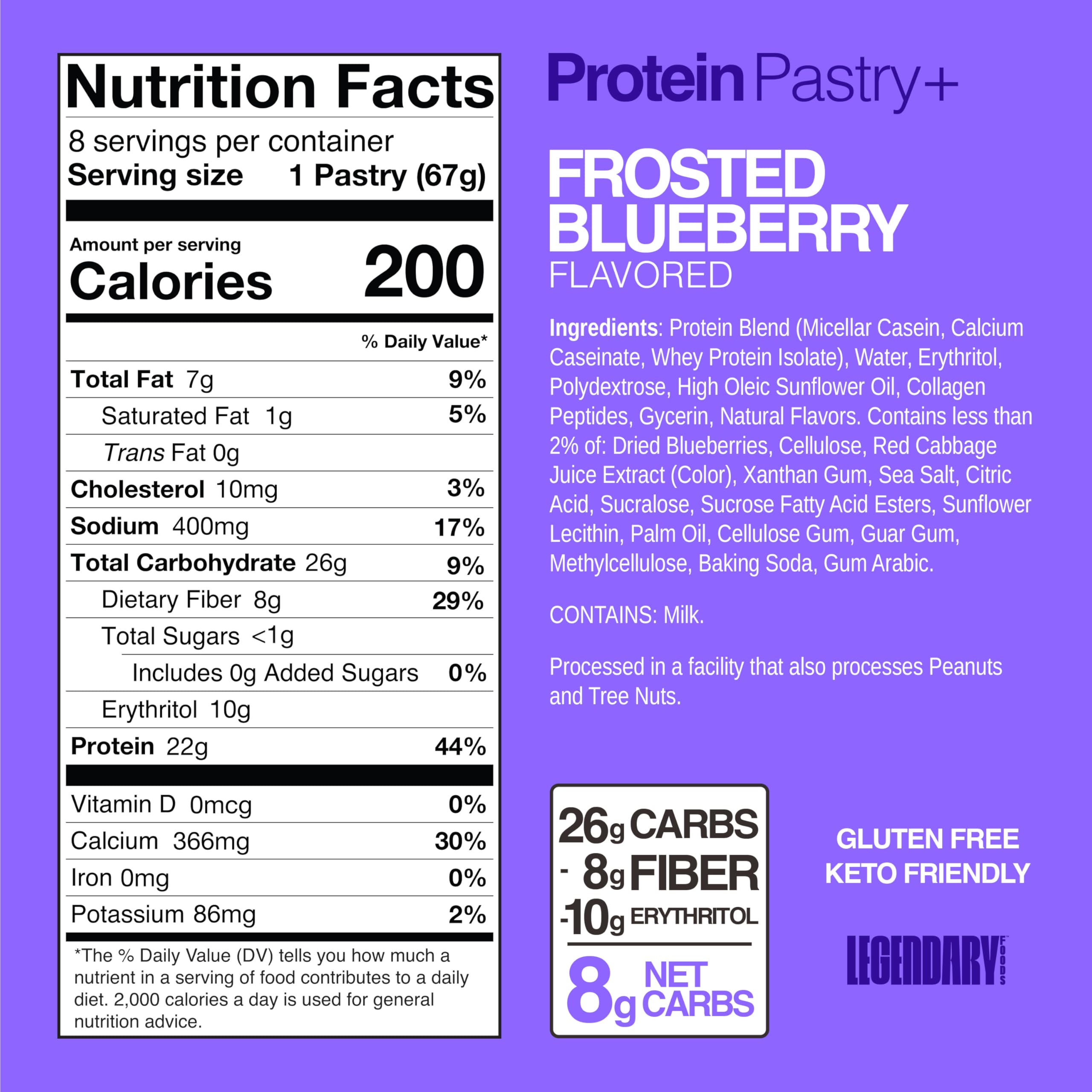 Legendary Foods 22g Protein Pastry - High Protein Breakfast & Meal Replacement Bar - Choice of Flavors