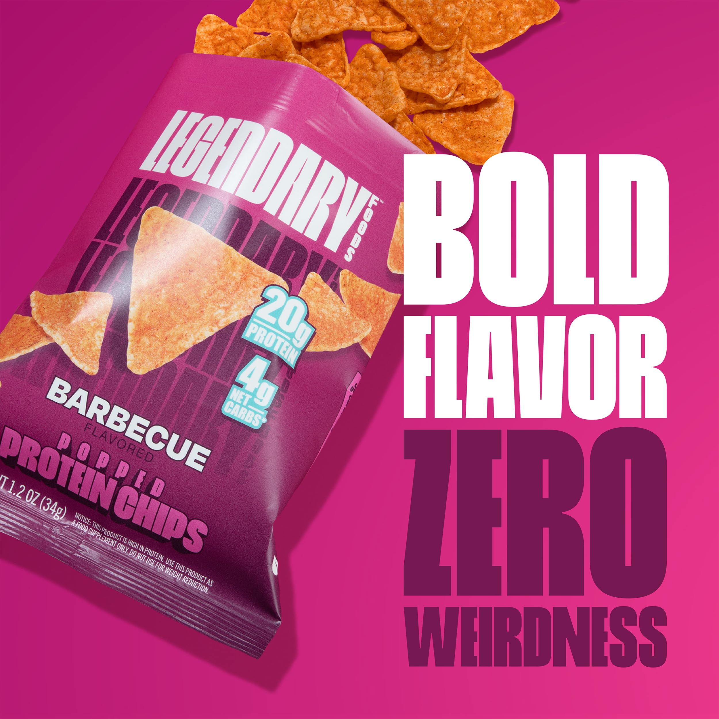 Legendary Foods Pizza Party Protein Chips – Popped Tortilla Style – 22g High Protein, 4g Net Carbs, Low Sugar, Gluten Free, Keto Snack Packs – 10 Count – Healthy Crunchy Chips