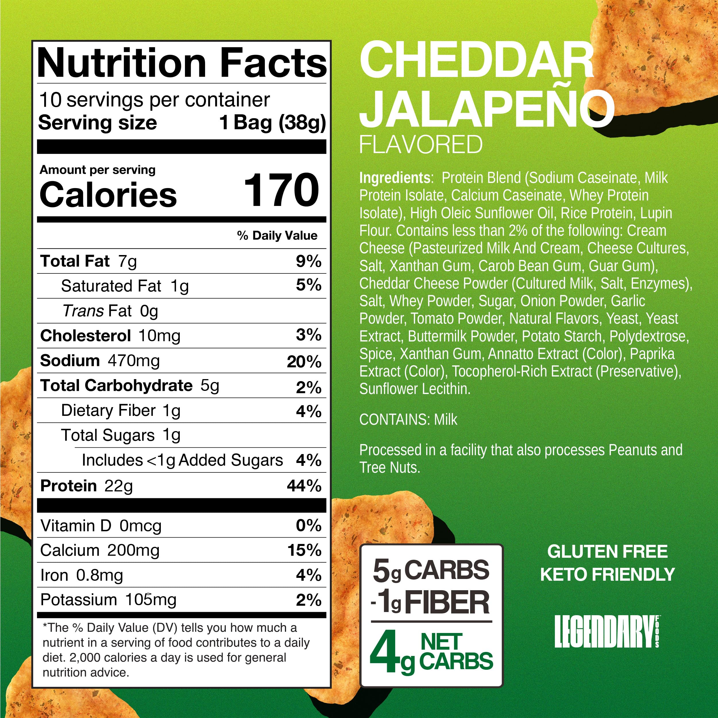 Legendary Foods Pizza Party Protein Chips – Popped Tortilla Style – 22g High Protein, 4g Net Carbs, Low Sugar, Gluten Free, Keto Snack Packs – 10 Count – Healthy Crunchy Chips