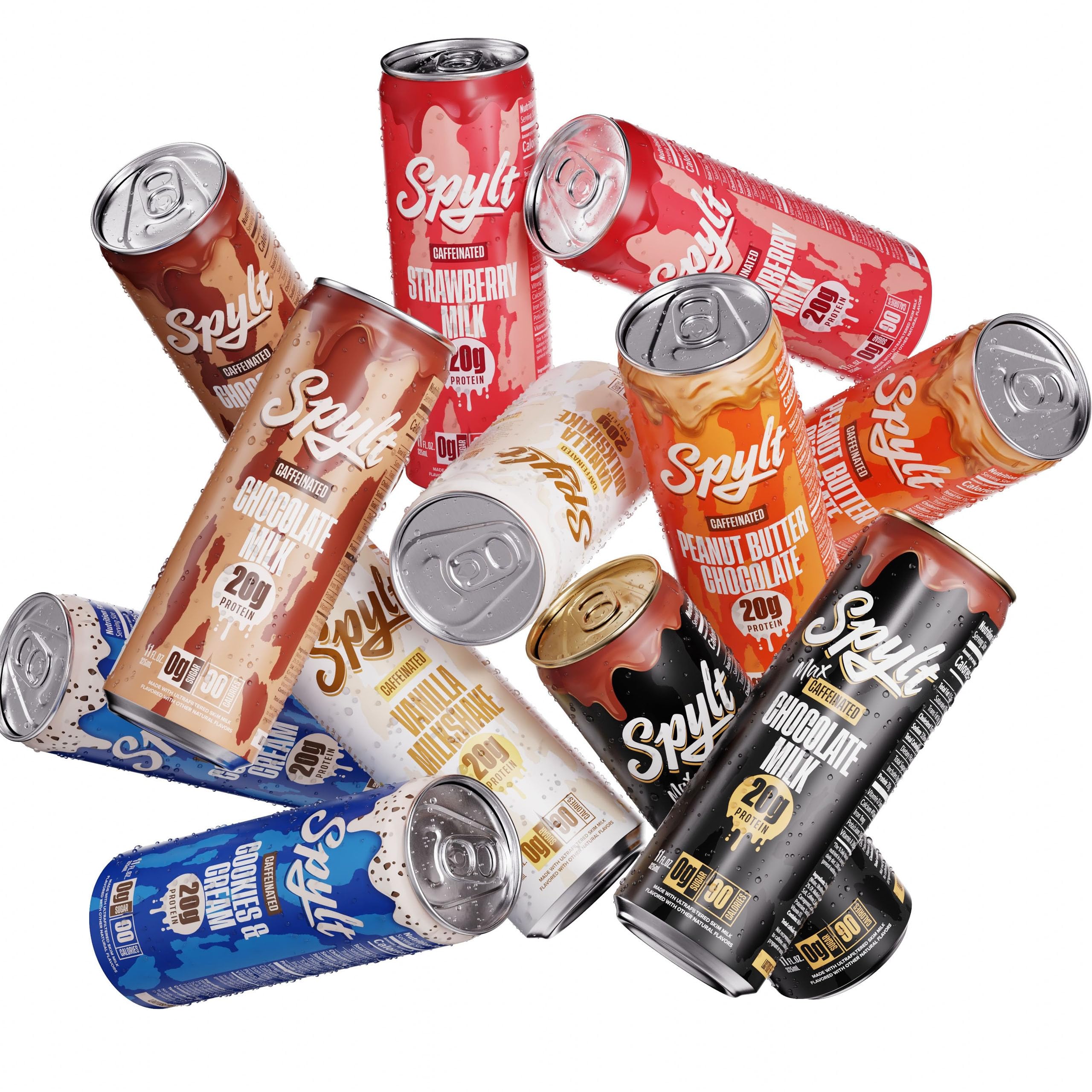 High Protein Milk - 6 Flavor Variety Pack with 60mg Caffeine & 20g Protein - 90 Calories, Ready to Drink, Sugar Free, Lactose Free Milk, Perfect for Workout Recovery & Afternoon Pick Me Up - 12 Count